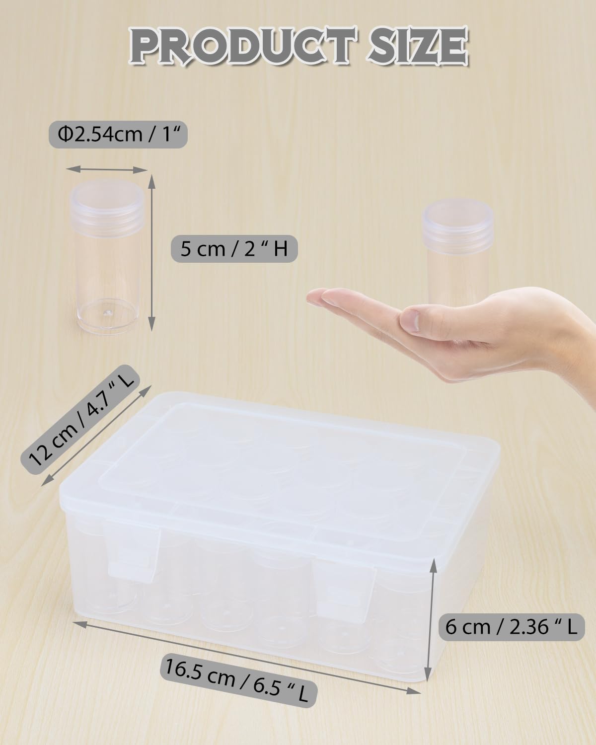 Moon Magpie Diamond Painting Storage Containers, 50PCS Bead Organizer, Mini Clear Jars With Screw Lids for Storing Accessories, Craft, Rhinestones