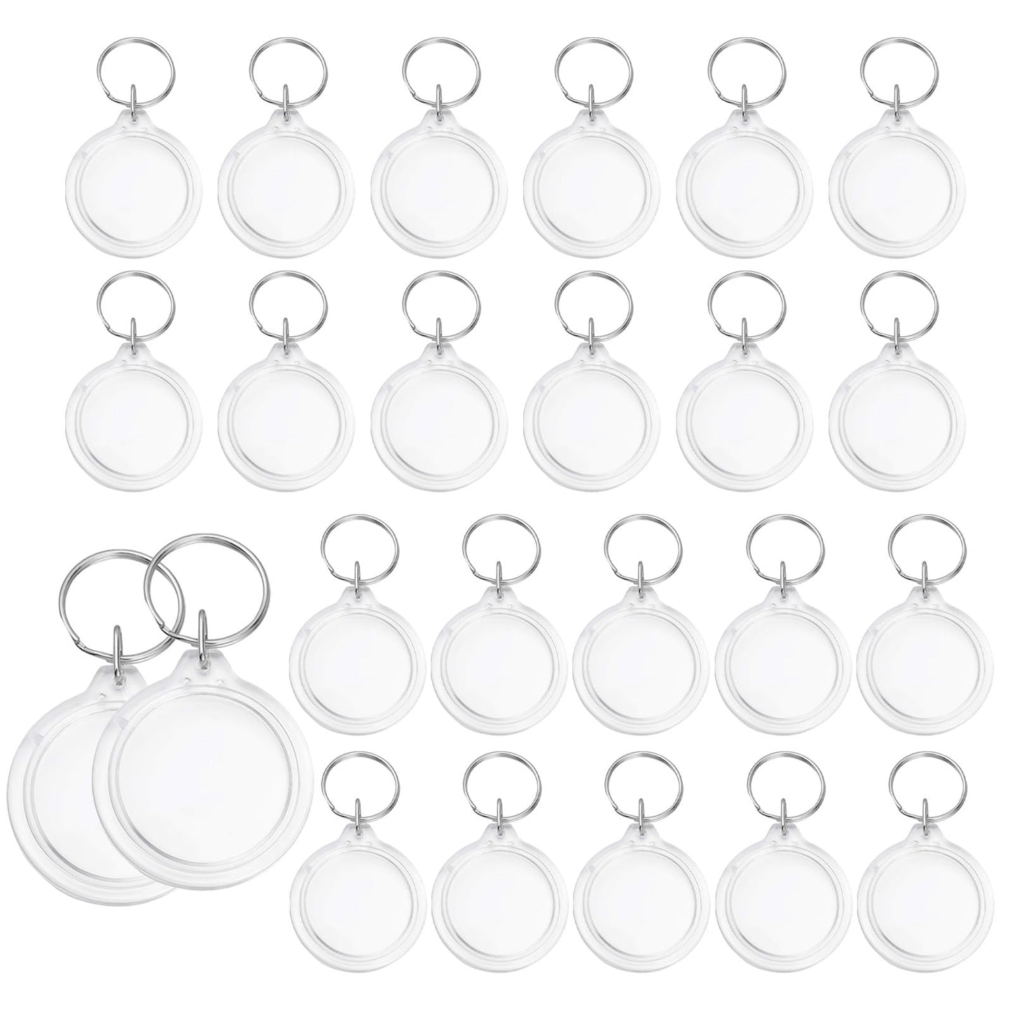 ASTRQLE 25 Pack Clear Blank Acrylic Photo Insert Picture Frame Keyring Key Chains Keychains Insert Personalised Custom Keychains with Split Ring for Family & Friends Gifts DIY Craft