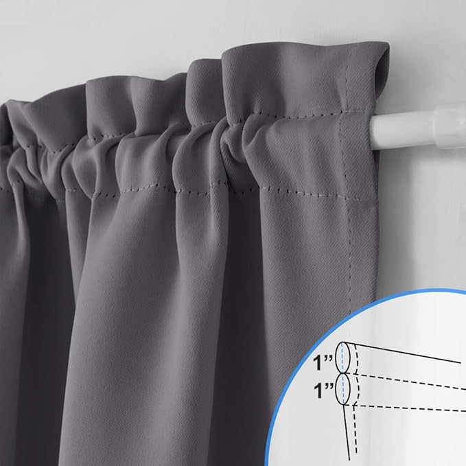 NICETOWN Window Curtain for French Door - Thermal Insulated Blackout Patio Door Curtain/Sidelight Curtain Panel, Classroom Cover for Privacy Lockdown Shade (25W by 40L Inches, Grey, One Panel)
