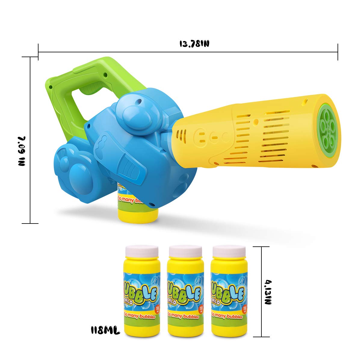 Duckura Bubble Leaf Blower, Outdoor Bubble Machine for Toddlers 1-3, Kids Bubble Gun Blower with 3 Bubble Solution, Summer Outside Yard Toy, Easter Party Favor Birthday Gift for Age 2 3 4 Boy