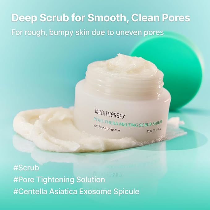 Porethera Melting Scrub Serum - Korean Face Serum for Clarifying Pores - Pore Minimizer for Face - Deep Face Scrub for Smooth and Clean Skin - Spicules for Tightening and Refining Pores, 0.84 fl.oz