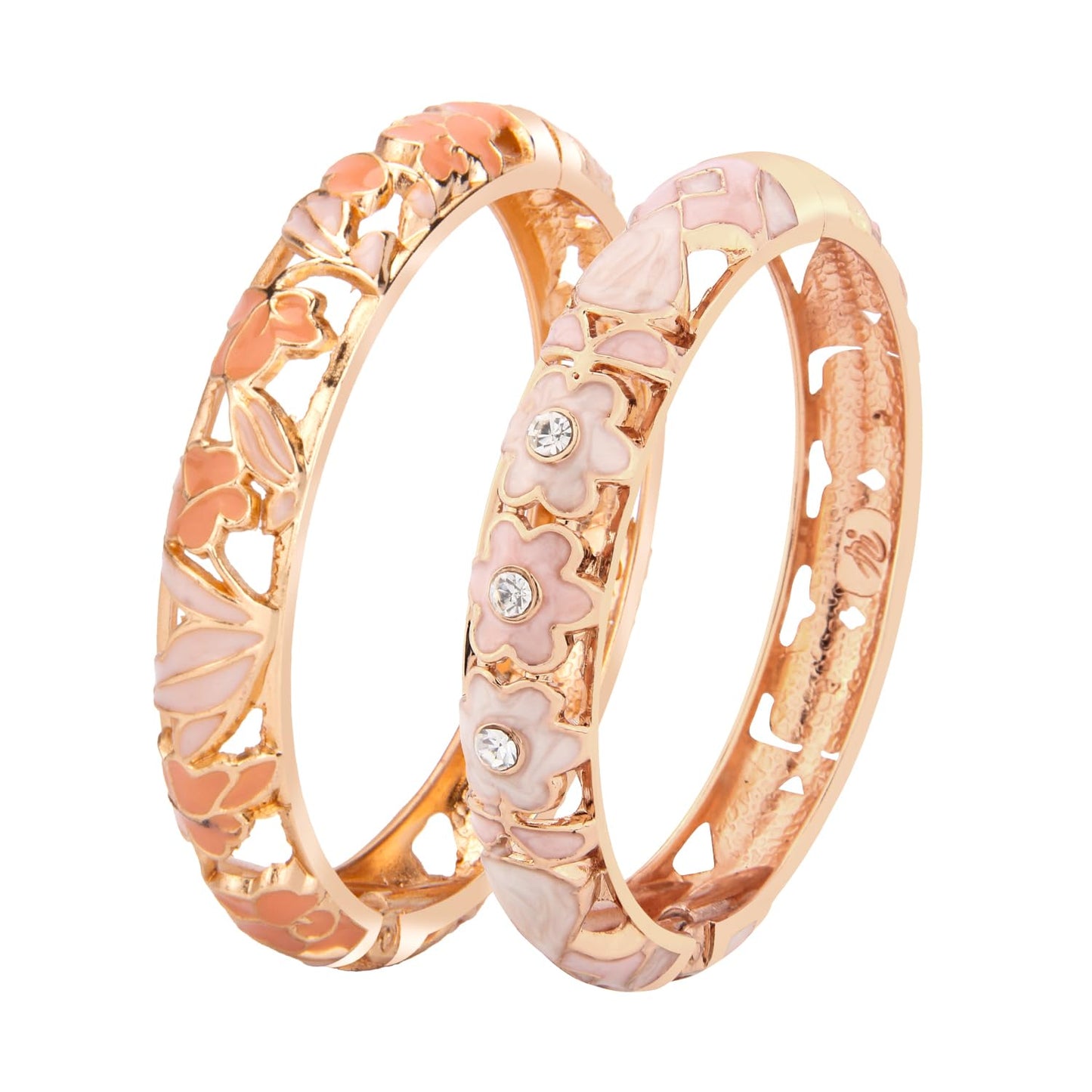 UJOY Cloisonne Bracelet Lotus Flower Plated Cuff Bangle Enameled Jewelry Bracelets Gift for Women Pack in Case 88A18-88B18 Pink