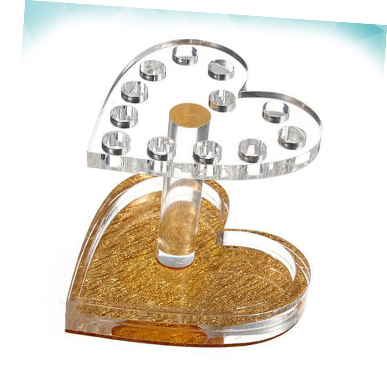 Healeved Heart-shaped Pen Holder for Nail Art Stand for Brush Gel Nail Art Brush Rest Organizer Portable Transparent Desk Accessory