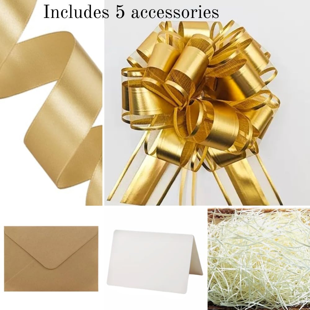 UoeRing Gold Large Gift Box 1Pcs 15x12x6 inch,luxury Gift Box with Lid for Birthday Christmas Valentine's Day Mother's Day (Includes Pull Bows,Card,Envelope,Filler)