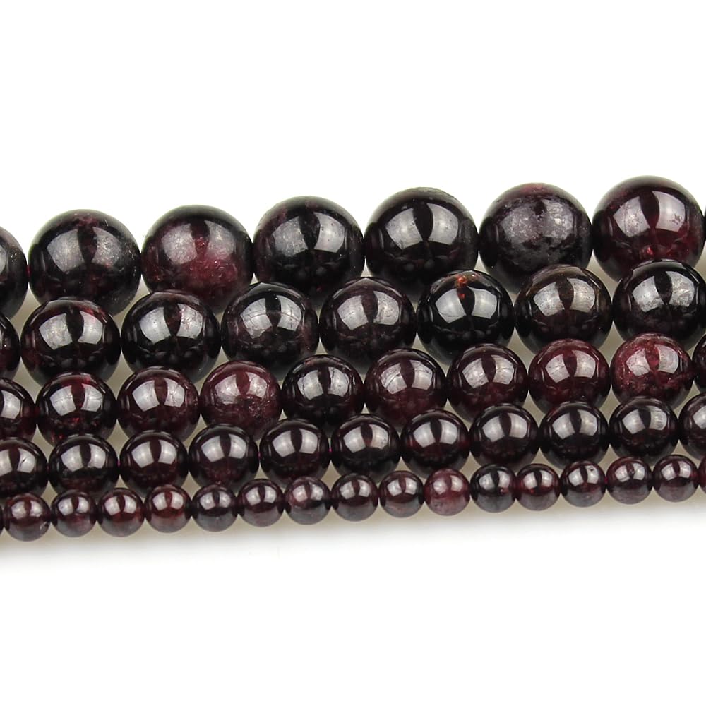 MJDCB Natural Stone Beads Garnet Round Loose Beads for Jewelry Making DIY Bracelet Necklace (6mm)