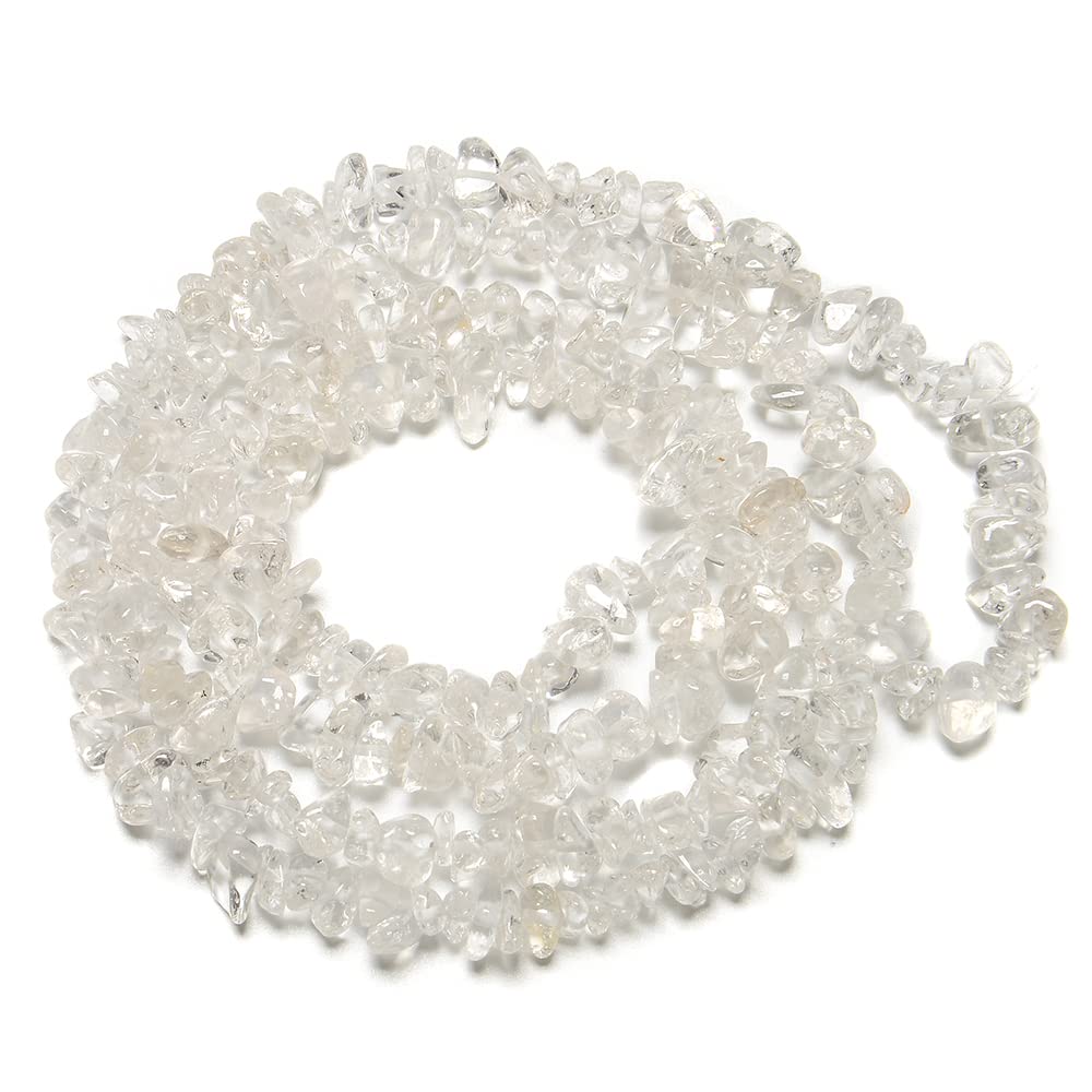 PLTbeads Gemstone Chips Natural Clear Crystal Quartz 3-5mm Healing Crystals Waist Bracelets Necklace Kit Irregular Stone DIY Crafts Design Jewelry Making Approxi 32 inch