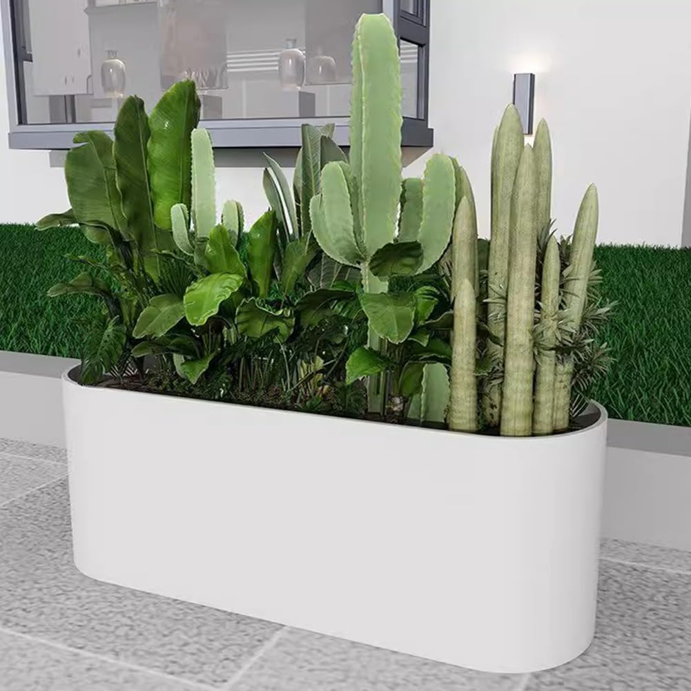Sions Large Metal Planter, Vintage Oblong Galvanized Metal Flower Box, Weatherproof Raised Bed Vegetable Planter,100cm*30cm*70cm