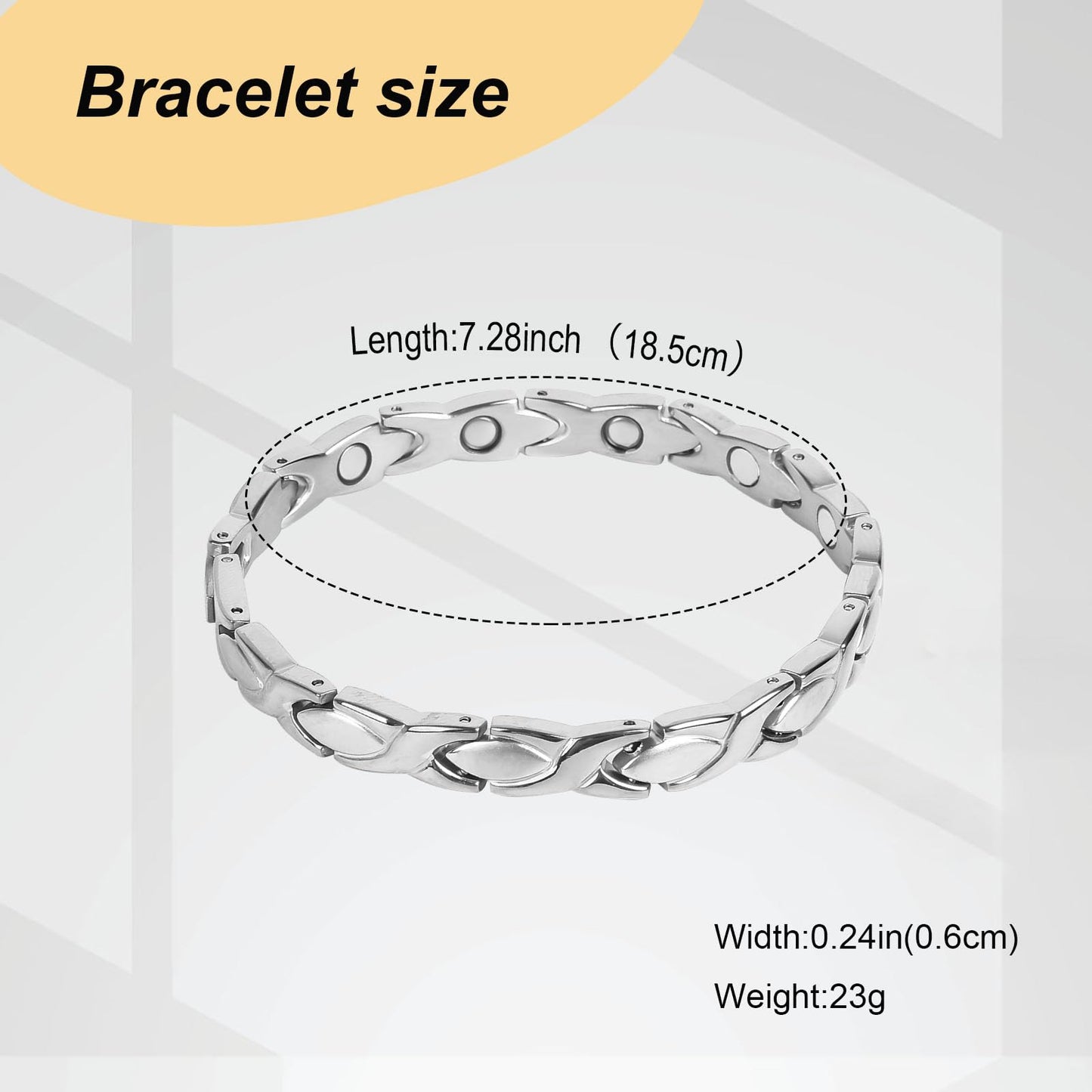 UtenoTureH Magnetic Bracelet for Women for Arthritis, Stainless Steel Bracelets with 3500 Gauss Magnet, Jewelry with Adjustable Tools (A(Silver))