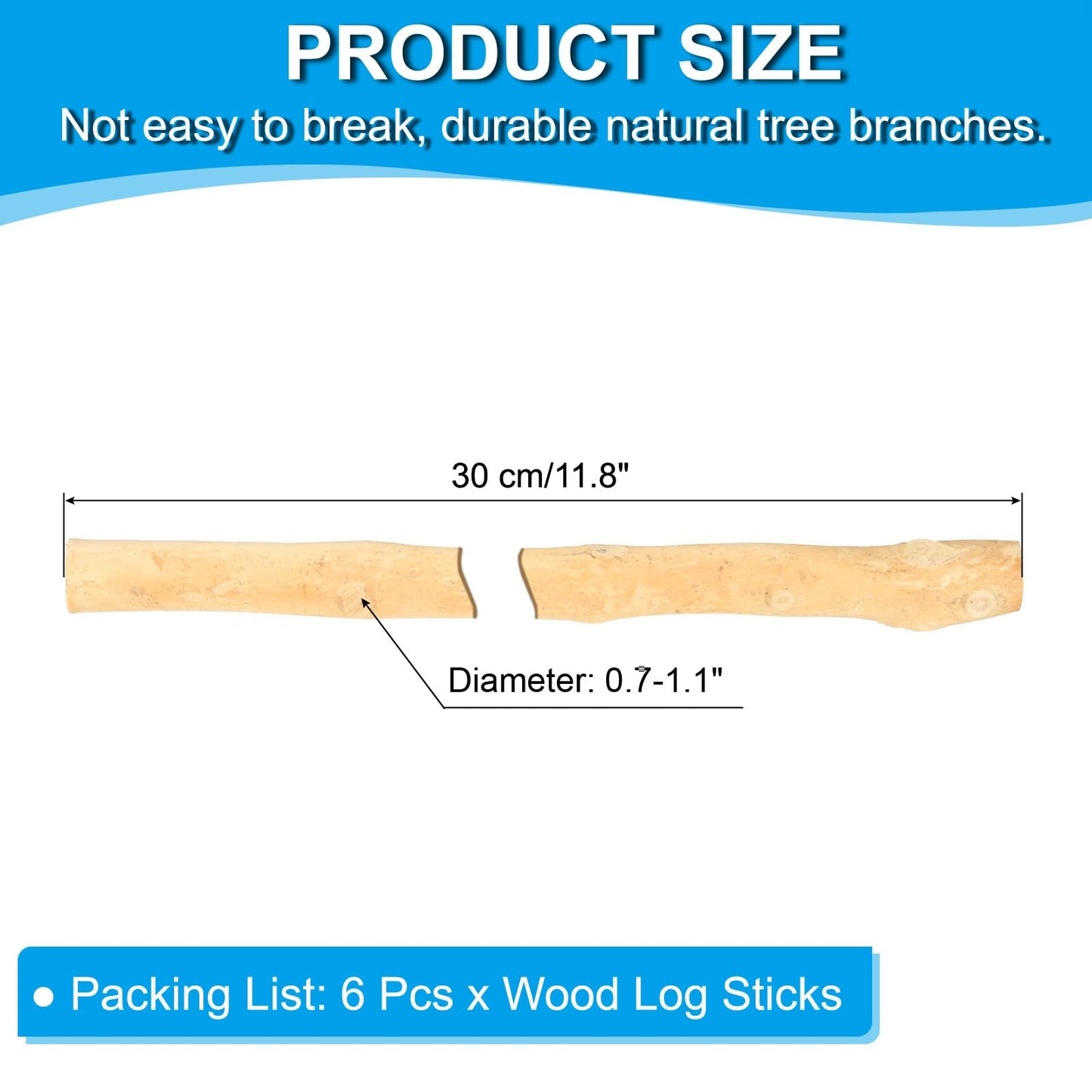 PATIKIL 6 Pcs 30cm Wood Log Sticks, Natural Wood Craft Sticks, Dried Wood Sticks Wooden Branches for DIY Crafts Accessory Decor Photo Props, White