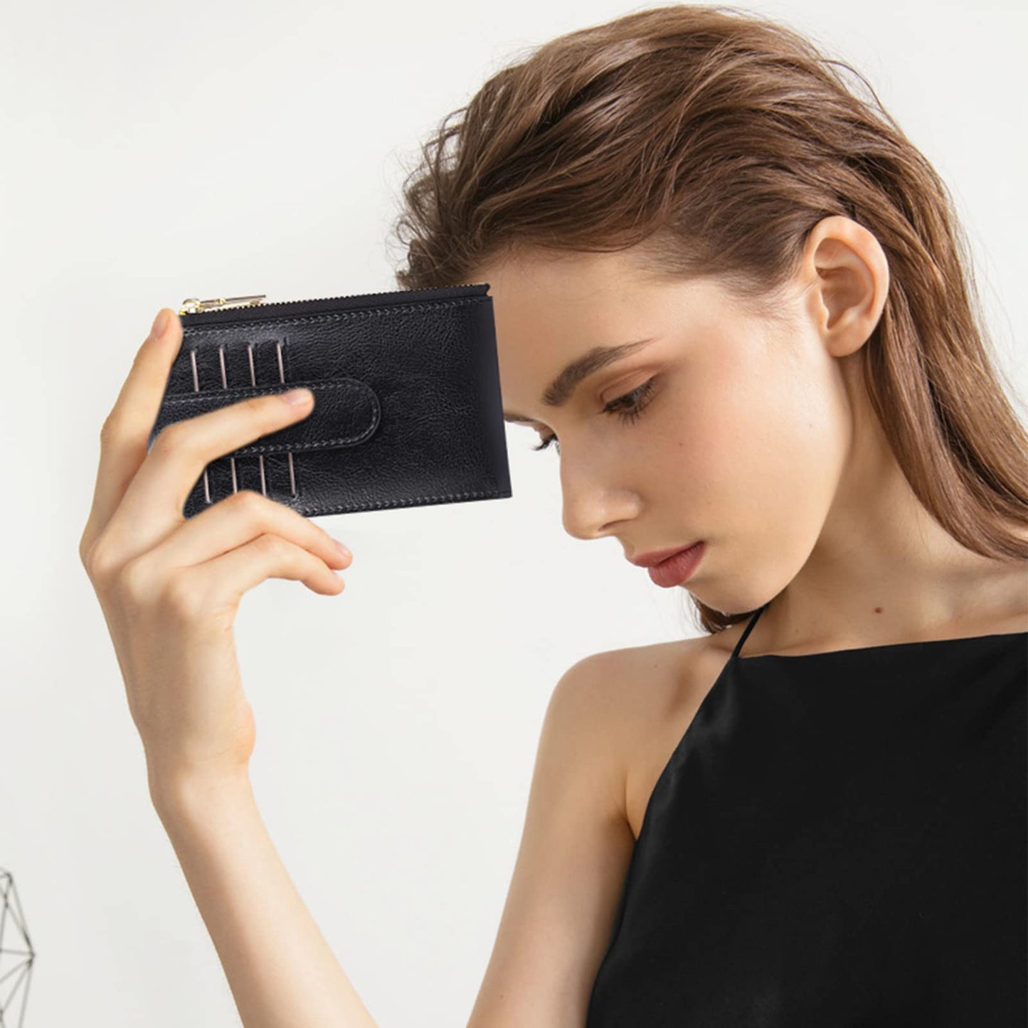 FALAN MULE Air-tag Womens Wallet Genuine Leahter Bifold Credit Card Holder with Built-in Integrated Case