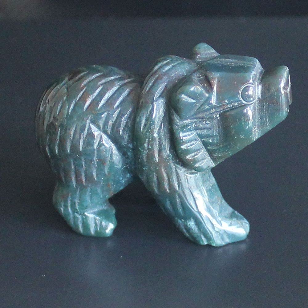 2'' Hand Carved Mixed gemstome Crystal Bear Figurine Animal Carving (Indian Agate)