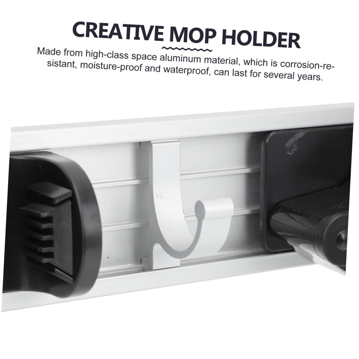 Space Aluminum Mop Hook Organizer Wall Mount Broom Gripper for Mop Garden Laundry Room