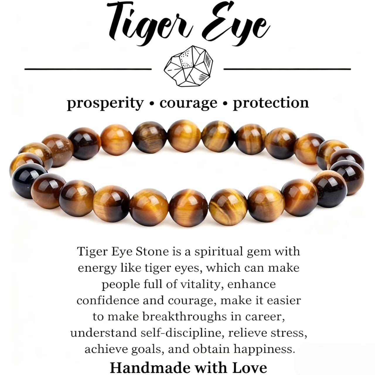 3A Pure Natural Tiger Eye Stone Bracelet - Good Luck, Attract Wealth, Enhance Affection, Exquisite Design