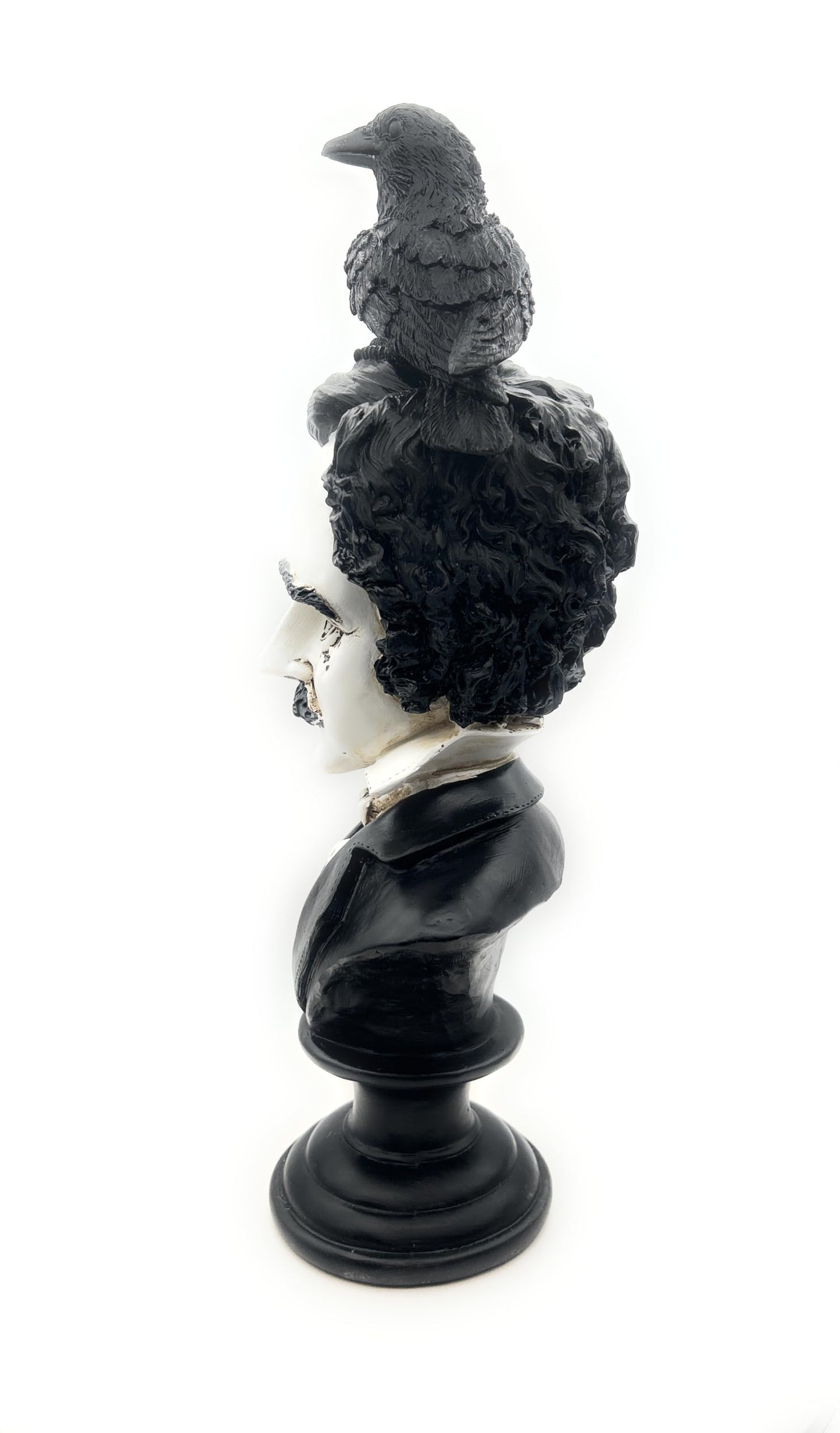 RUSTIX Edgar Allan Poe Bust Statue – Gothic Raven Figurine Inspired by “The Raven” – Decorative Statue for Literary, Gothic, and Victorian Home Decor