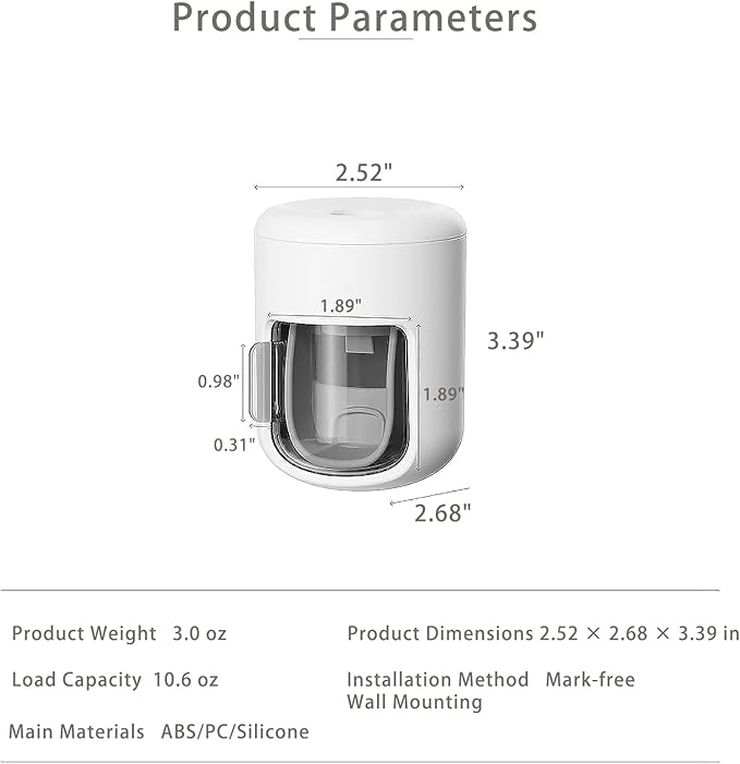 𝟐𝟎𝟐𝟓 𝐔𝐩𝐠𝐫𝐚𝐝𝐞𝐝 So Nice Toothpaste Dispenser Wall Mounted Bathroom Automatic Toothpaste Squeezer,Visualization of Toothpaste Flow Rate(White&Transparent)