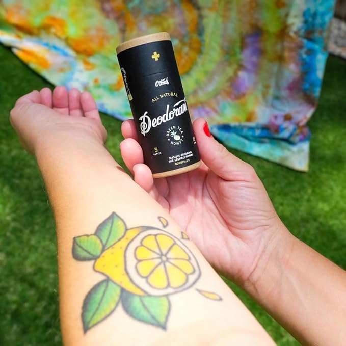 O'Douds Natural Deodorant - Aluminum Free, Paraben Free, Vegan Deodorant for Men & Women - Long-Lasting Protection & Gentle Formula for All Skin Types - Green Tea & Lemon, 3 oz.
