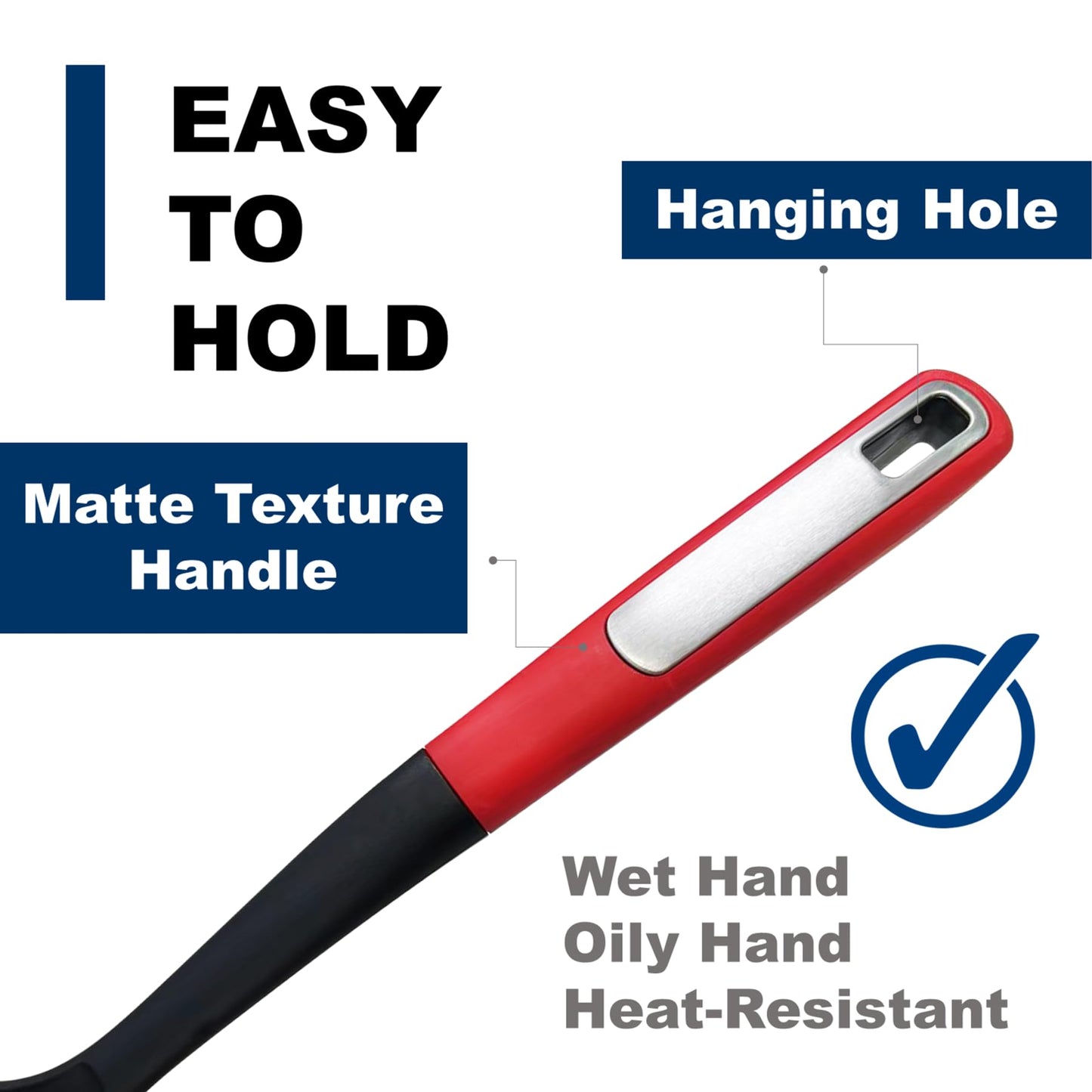 Multi-Functional Silicone Edge Cooking Spoon with Herb Stripper & Engraved Measurements – Heat Resistant, Dishwasher Safe, Non-Scratch Cookware Spoon, Red