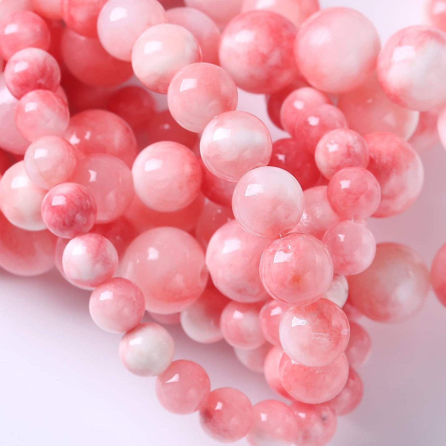 60pcs 6mm Natural Pink White Persian Jade Gemstone Beads Round Loose Spacer Beads for Jewelry Making DIY Bracelets Necklaces 15" (Pink Persian Jade, 6mm)