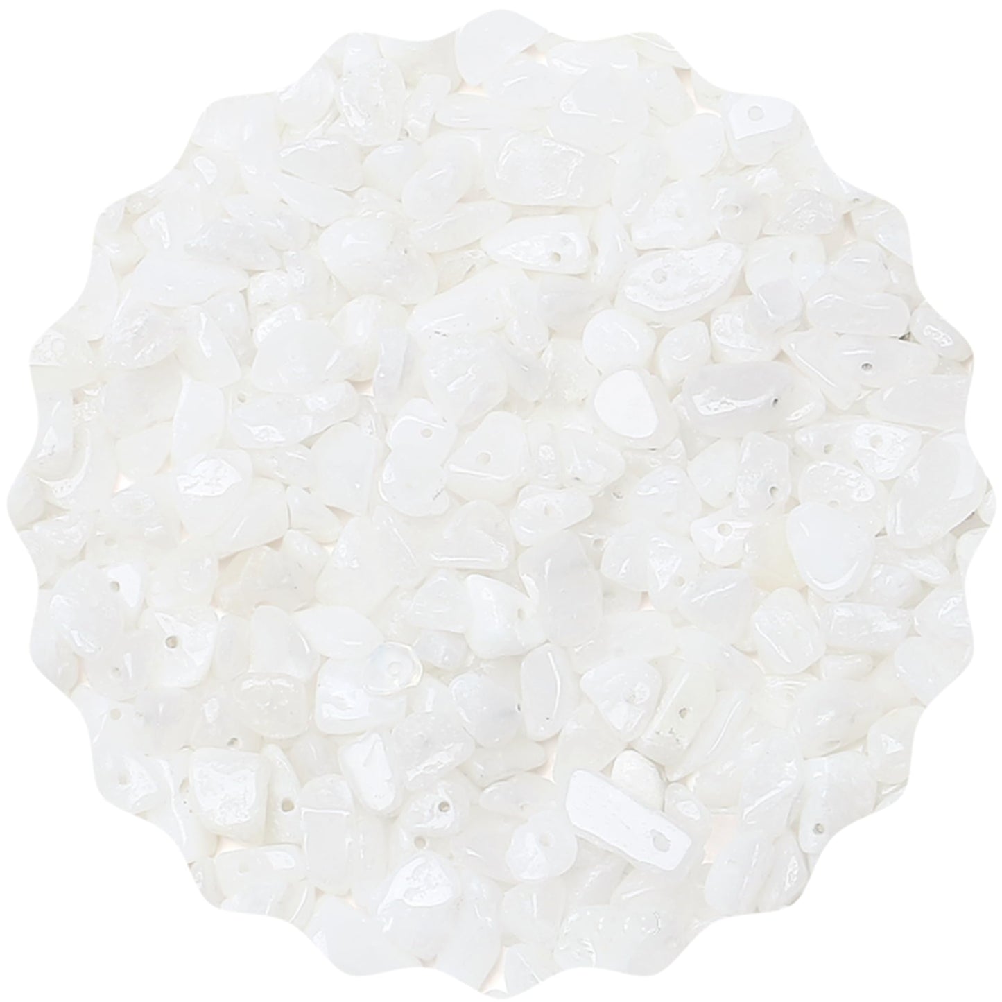 ZHIYUXI 400pcs White Jade Beads 5-8mm Crystals Gemstones for Bracelet Making 2 Strands Irregular Stone Loose Rocks Bead for Jewelry Making Hole Drilled Natural Chips DIY Necklace Craft Gifts