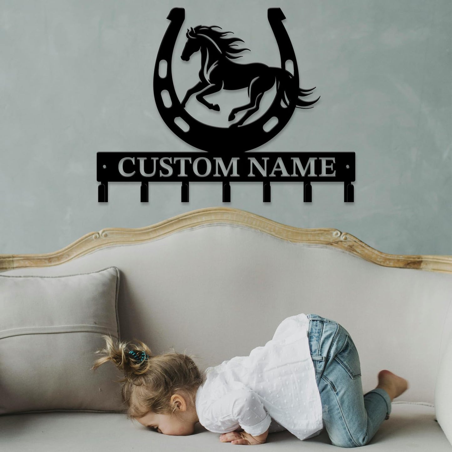 peanut case Personalized Farm Horse Keys Hooks,Custom Name Metal Cowboy Horse Art Keys Hooks,Metal Horse Lover Wall Home Storage Decorative Keys Hooks,Key Holder Hooks for Wall (Style B)