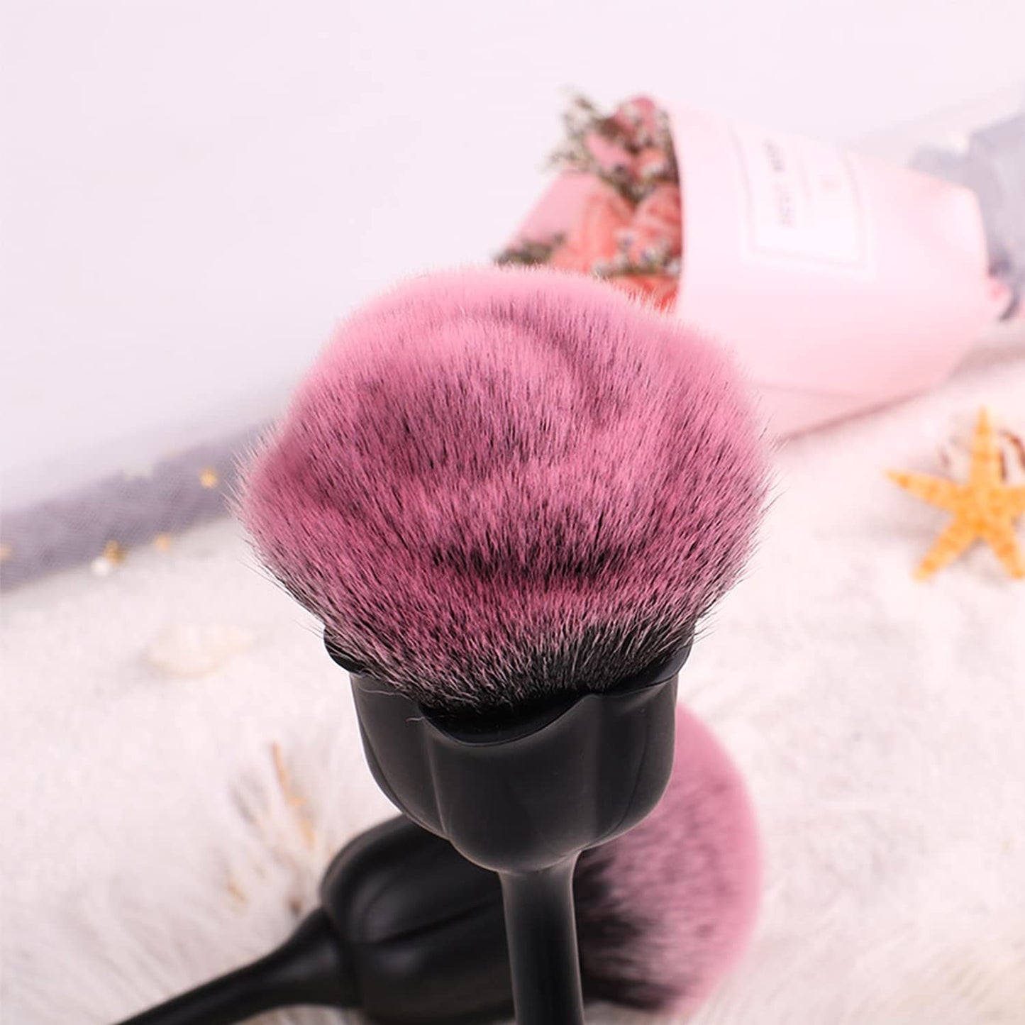 JERCLITY 2 Pieces Rose Makeup Brushes Blush Brush Super Large Face Powder Makeup Brushes kabuki brushes for Powder Cosmetic Nail Dust Brush Loose Powder Brush Makeup Manicure (Gold/Black)
