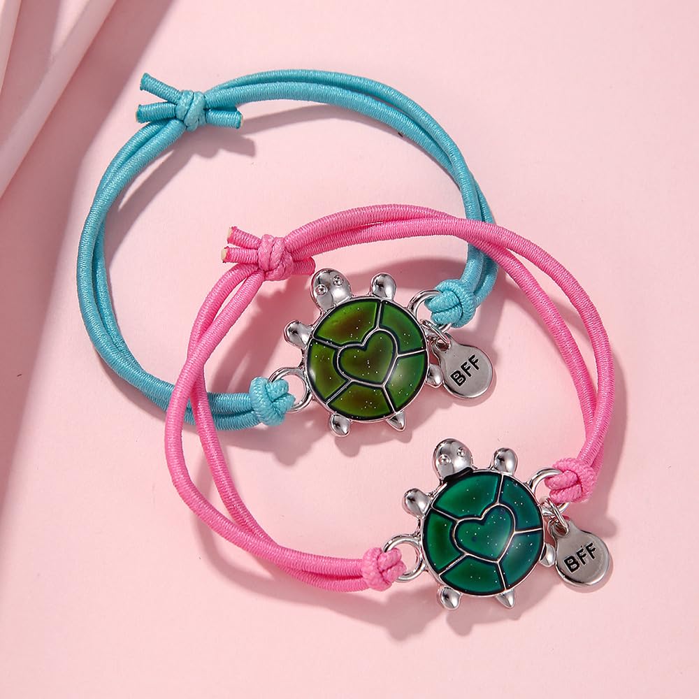 Dinosaur Frog Turtle Dragon Color Changing Mood Bracelet Set for Women Emotion Feeling Temperature Sensing Wrap Bracelet with Card Friendship Jewelry-Turtle