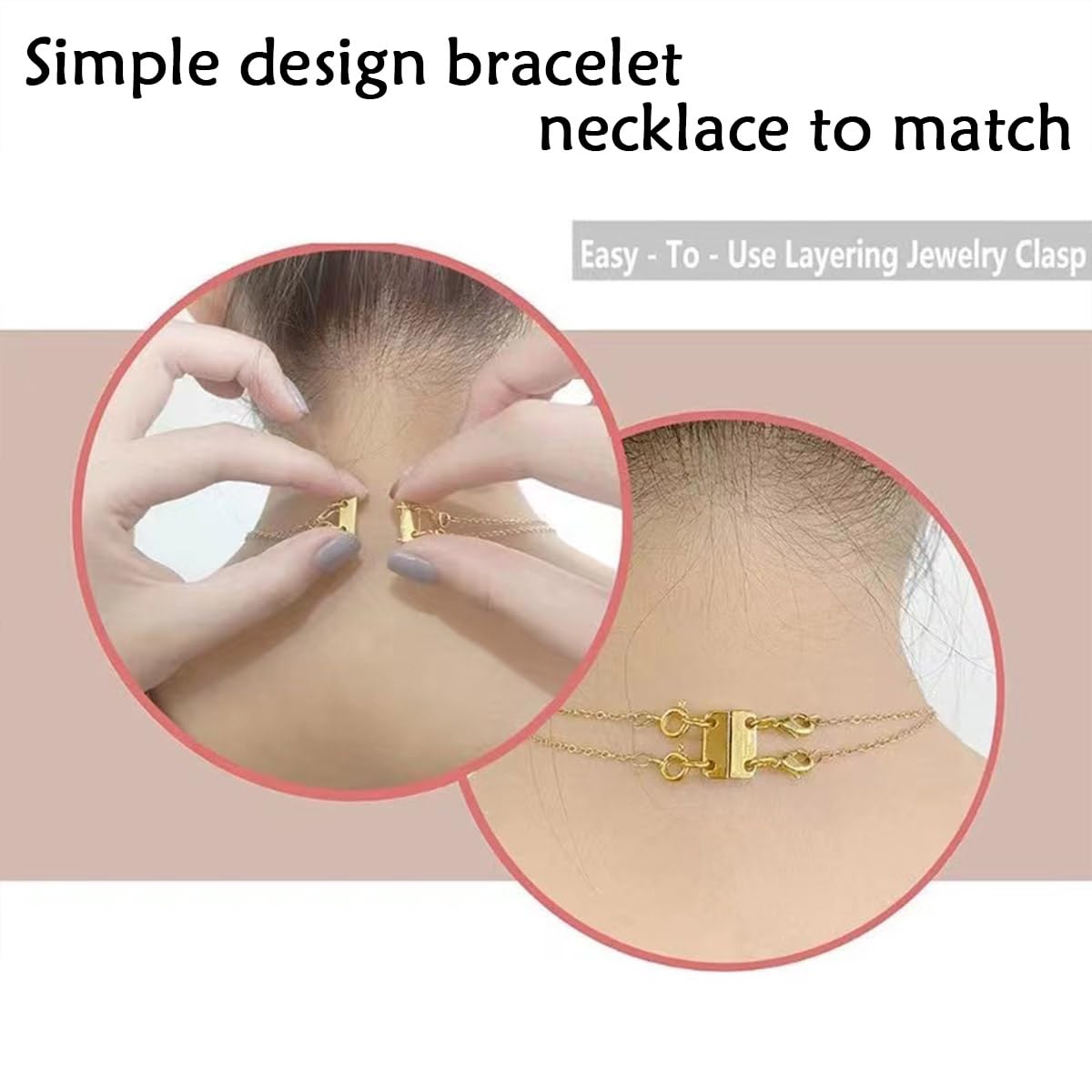 Layering Magnetic Necklace Clasps, Multiple Necklace Clasp,Necklace Clasps for Layered Look，Stainless Steel Chain Link Clasps for Necklaces and Bracelets, Silver, Gold (3golden 3silver A)