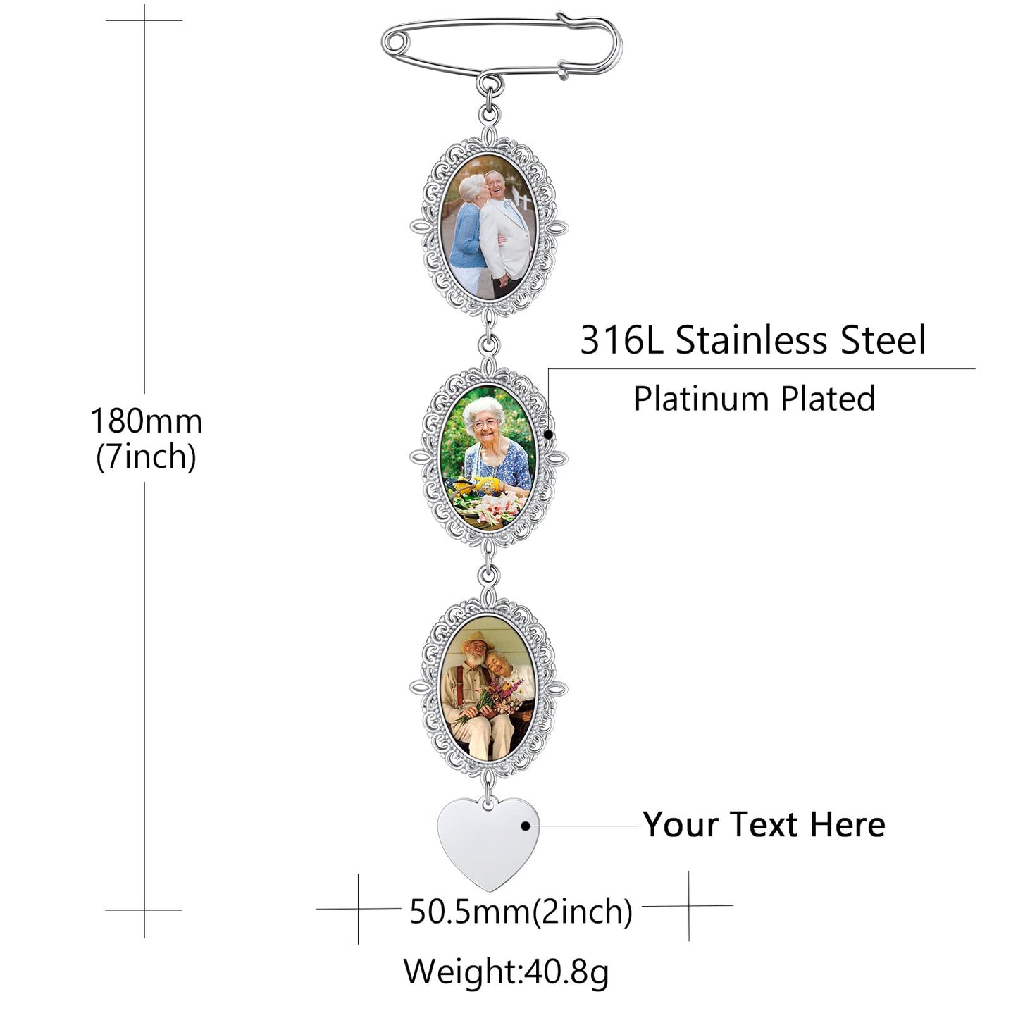 Custom4U Wedding Bouquet Charms with Picture Custom Memorial Photo Pins
