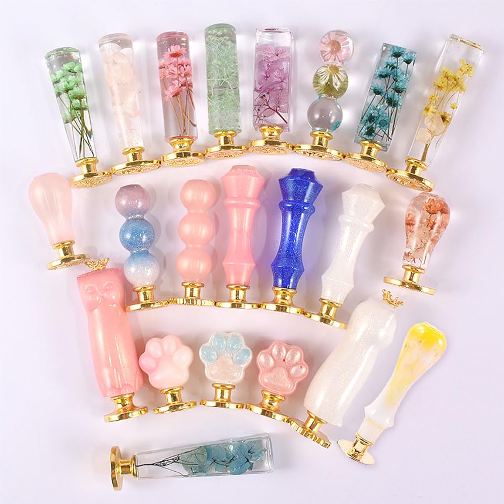 BIGEBO 10 Pcs Wax Seal Handle Molds, Silicone Handle Molds for Epoxy Resin
