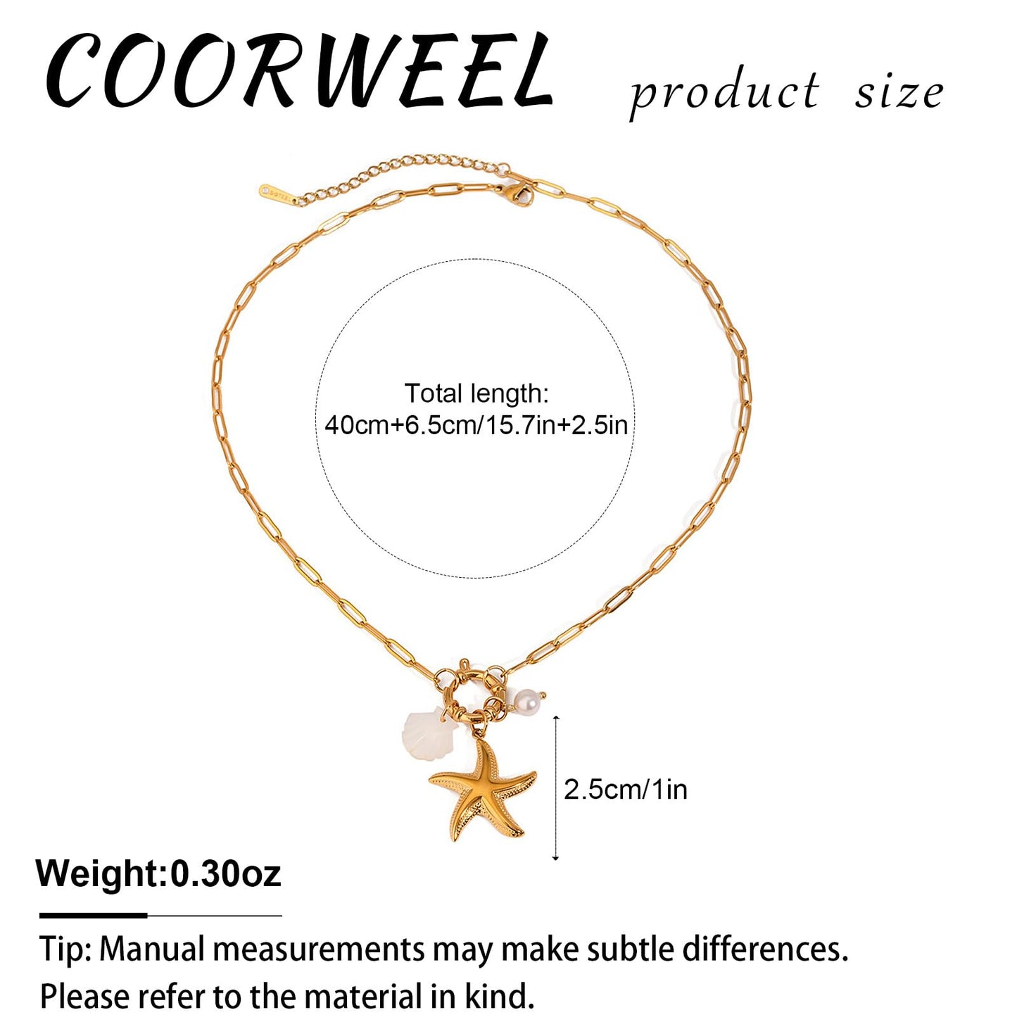 Biuwos Summer Necklace for Women Metal Starfish Seashell Pendant Necklace Vacation Beach Jewelry