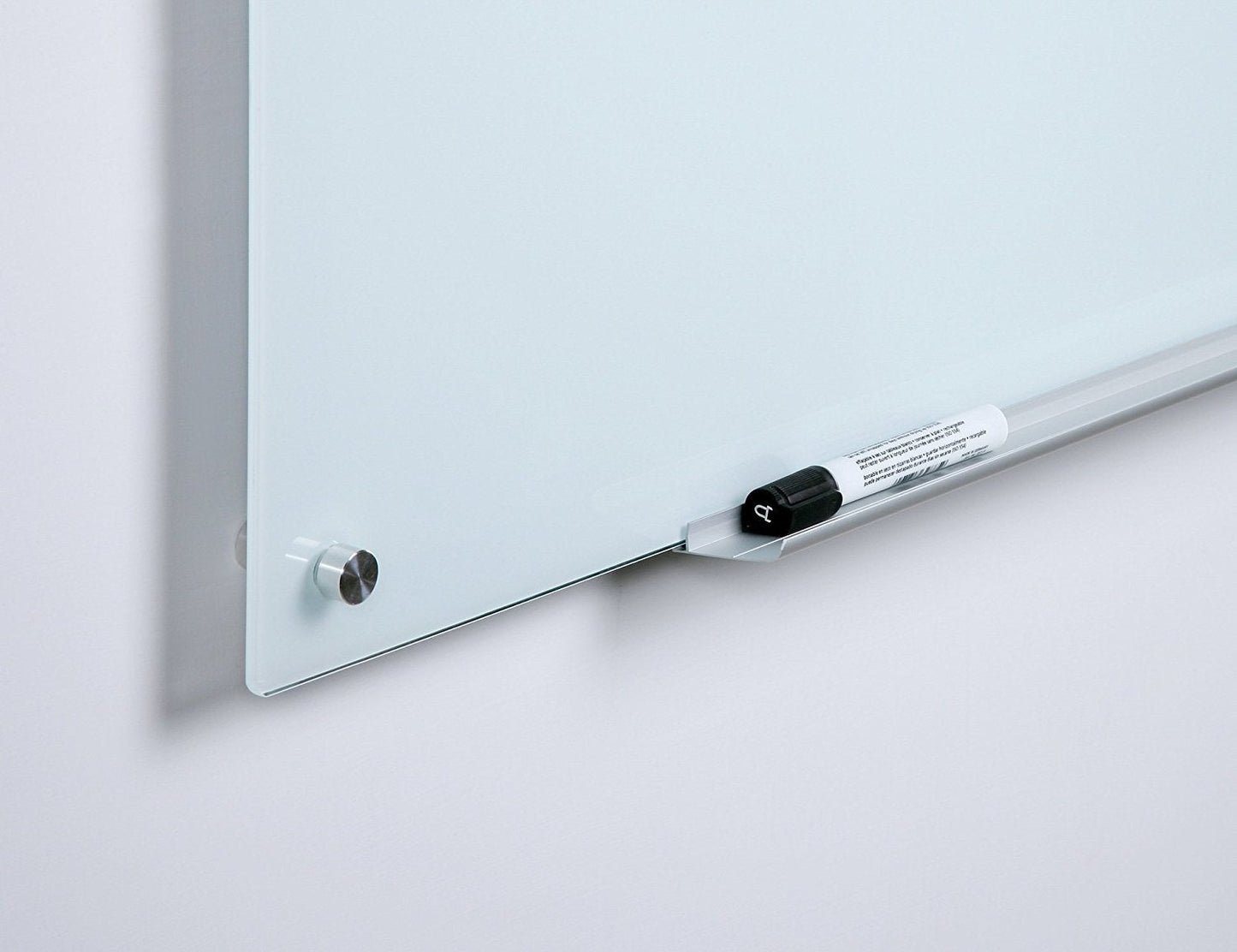 Audio-Visual Direct Magnetic White Glass Dry-Erase Board Set - 5' x 3.4' - Includes Magnets, Hardware & Marker Tray
