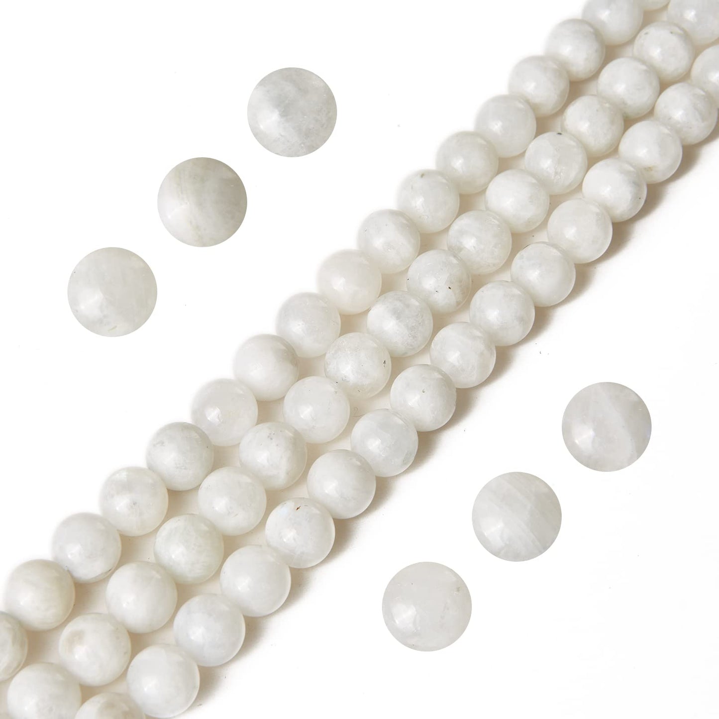60pcs 6mm Moonstone Beads Natural Gemstone Beads Round Loose Beads for Jewelry Making