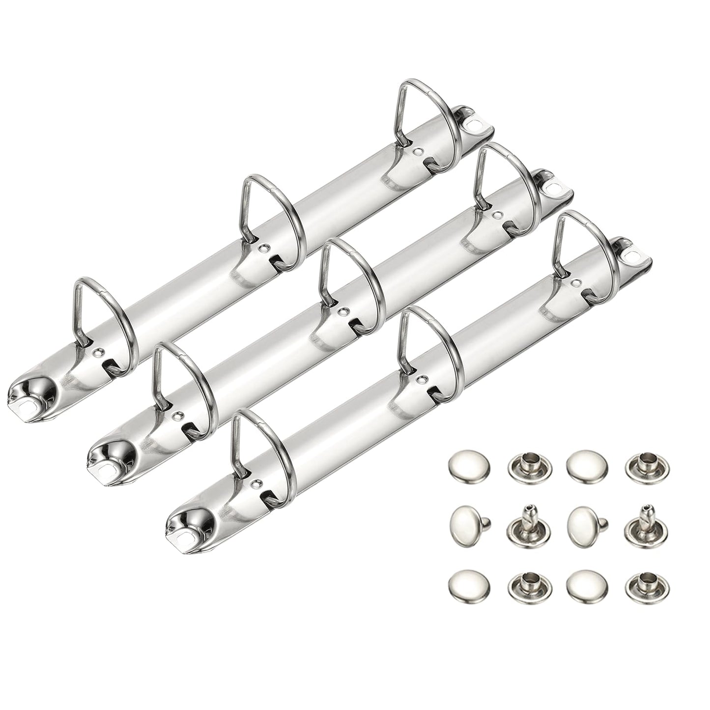 PATIKIL A5 3 Hole Ring Binder Mechanisms, 3 Set 0.8" D Ring Replacement Binder Planner Loose Leaf Binding Spines for Organizers DIY Fill Paper Storage Folder Accessories, 25mm Silver Tone