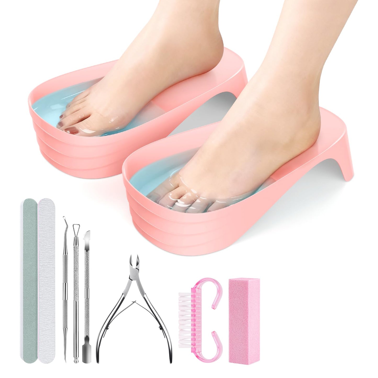 Yokilly Toe Nail Soaking Bowl: Large Size Acetone Proof Toe Soaking Tray for DIY enthusiasts Home Use - Shoe Design Foot Soaking Bath Tub for Soak Off Dip Powder Gel Polish Remover (Pink)