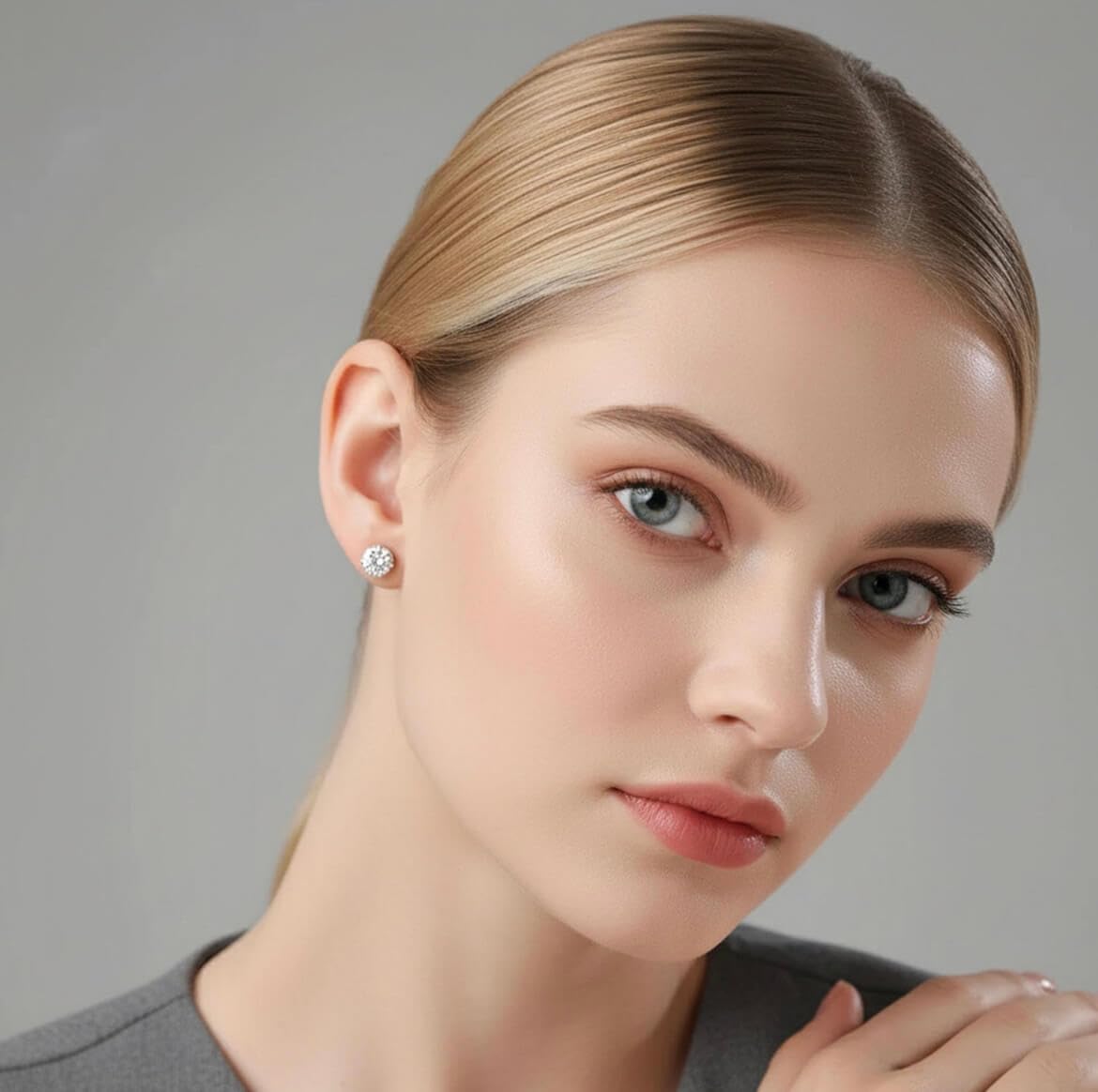 Hypoallergenic Flat Back 5A CZ Stud Earrings,Gold Plated Surgical Steel Secure Screw Back Cartilage Earrings for Women Men with Sensitive Ears | Multiple Piercing,4mm White CZ