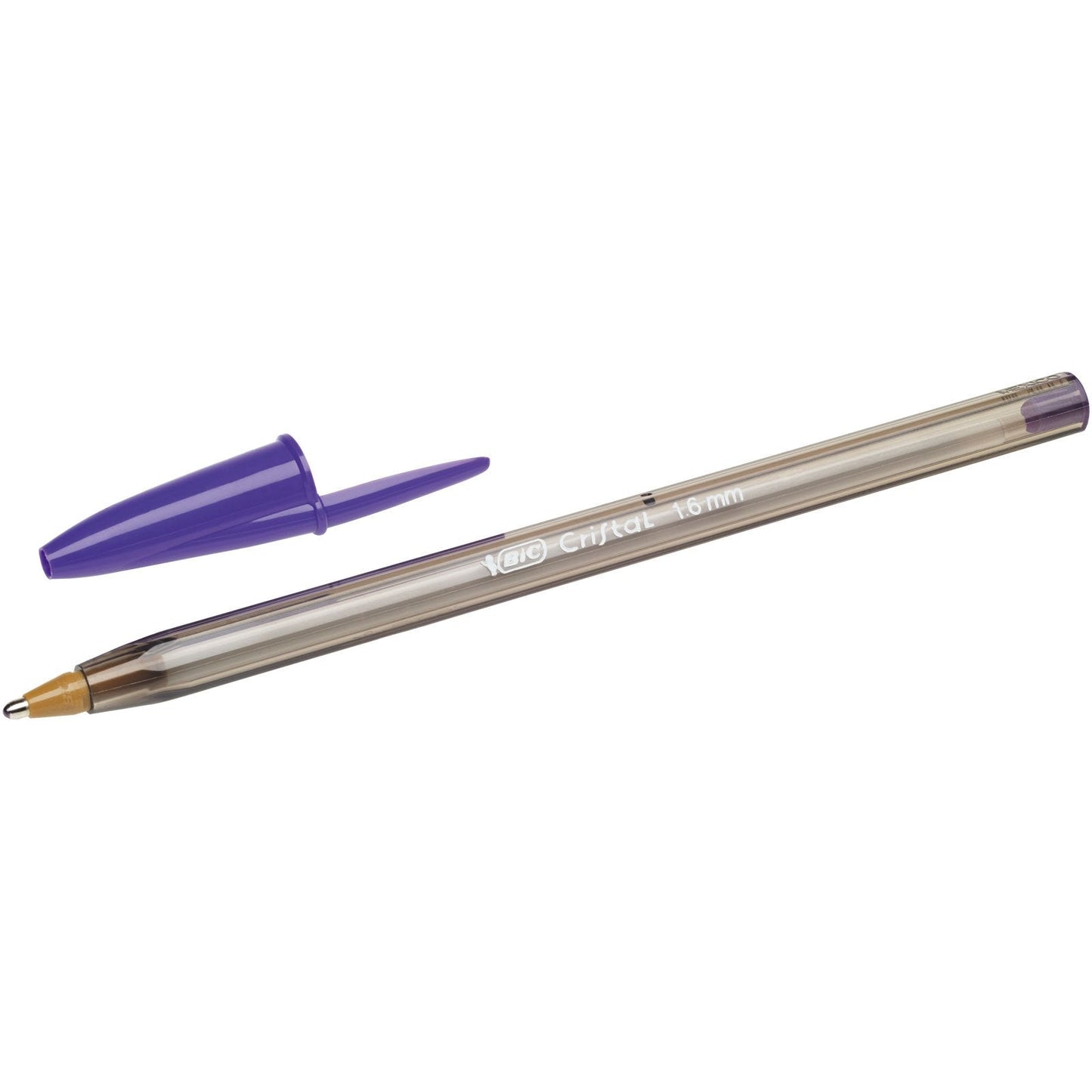 BIC Cristal Fun, Ballpoint Pens, Smudge-Proof Writing Pens and Wide Point (1.6 mm), Ideal for School, Purple Ink, Pack of 20