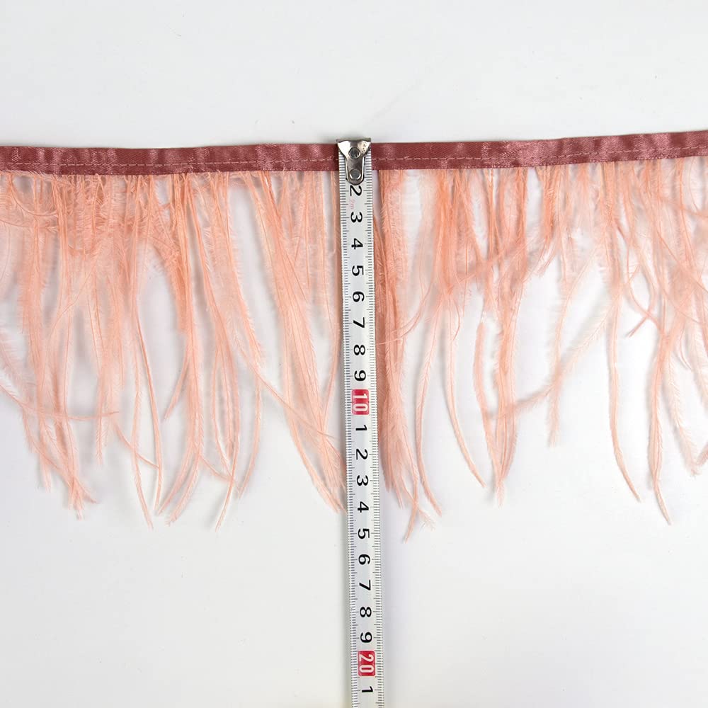 3 Yards 10-15cm Shrimp Pink Ostrich Feathers Trim Fringe for DIY Dress Sewing Crafts Costumes Decoration