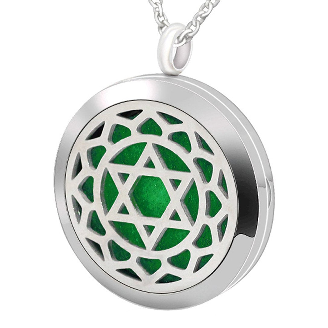 Popeoiuh Aromatherapy Essential Oil Diffuser Necklace -Perfume Stainless Steel Pentagram Locket Pendant Jewelry for Women Men Birthday