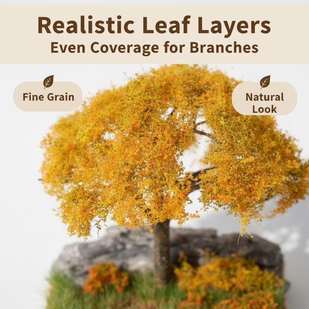 ZZZ SAN ZHI Multicolor Leaf Model - 300ml Miniature Scenery Material for Train Railway, Diorama, Car Scene & Scale Landscape Layouts (Olive Green)