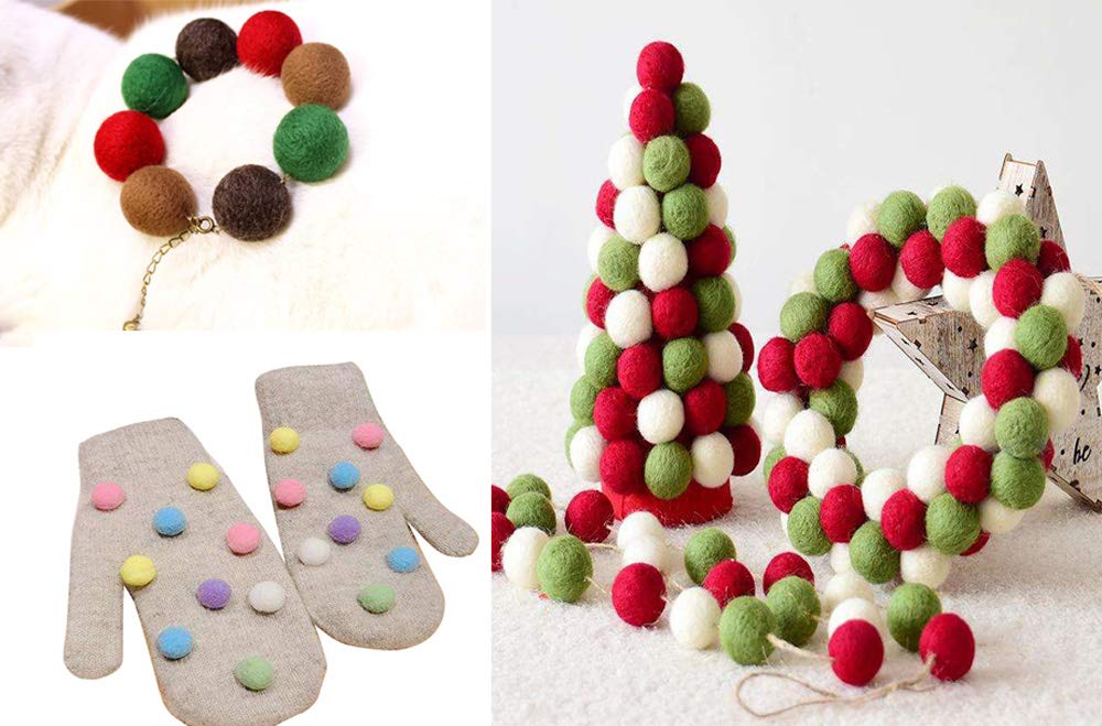Felt Wool Beads Balls Pom Pom Handmade DIY for Craft Dream Catcher Pompom Home Decor Nursery Party Props (ArmyGreen 20mm 30pcs)