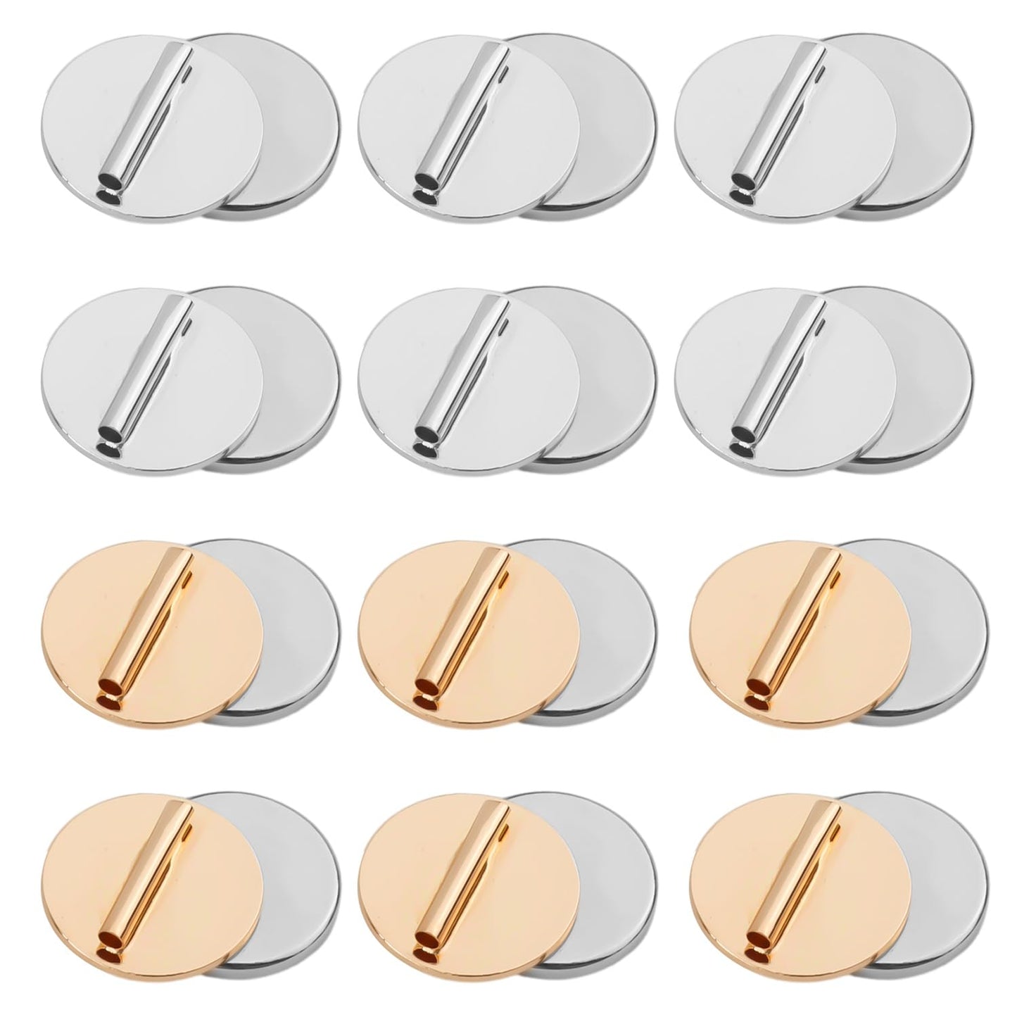 12pcs Mini Pin Brooch Converter, Magnetic Metal Pin Backs Harm Free Brooch Pin Converter for Scarf Hijab Shawls Thin Fabric Harm Free (6 Gold, 6 Silver)