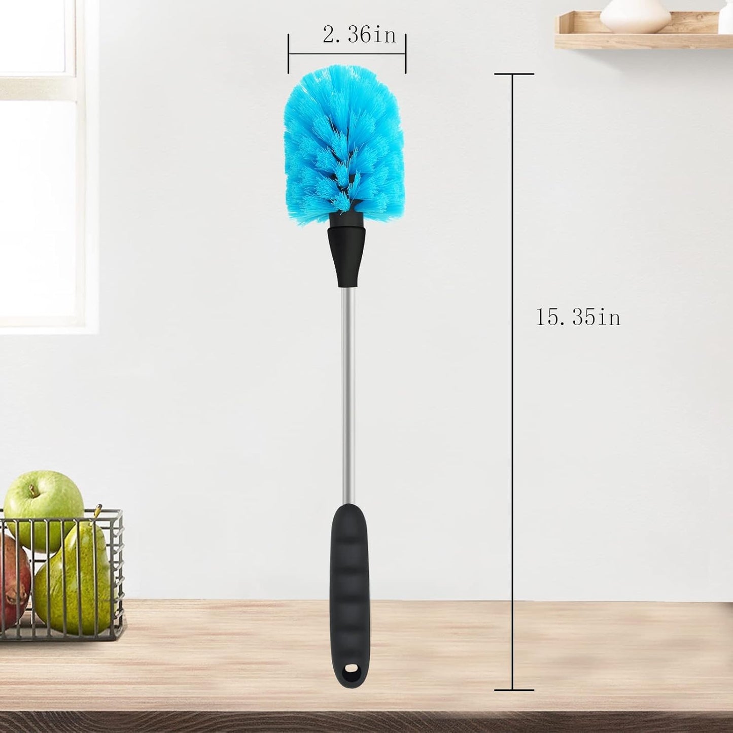 Water Bottle Brush Stainless Steel Long Handle Bottle Cleaner Scrubbing Brush for Cleaning Sports Bottles, Baby Bottles, Cups, Coffee Mugs, Glasswares, Wine Decanters, Flask, Vase, and Kitchen Sink