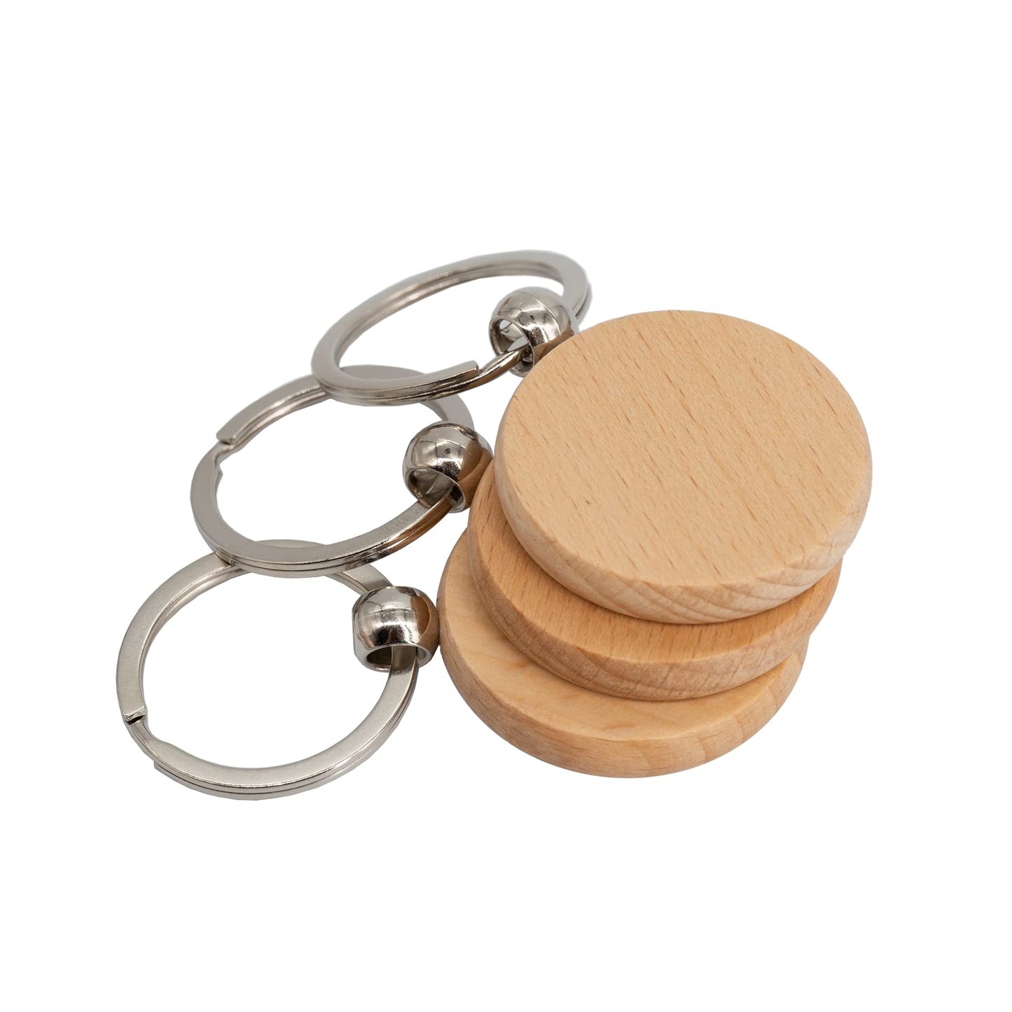 TFoRibbon 50 Pcs Wood Engraving Blanks Wooden Blank Keychains (Round) TFoRibbon00057