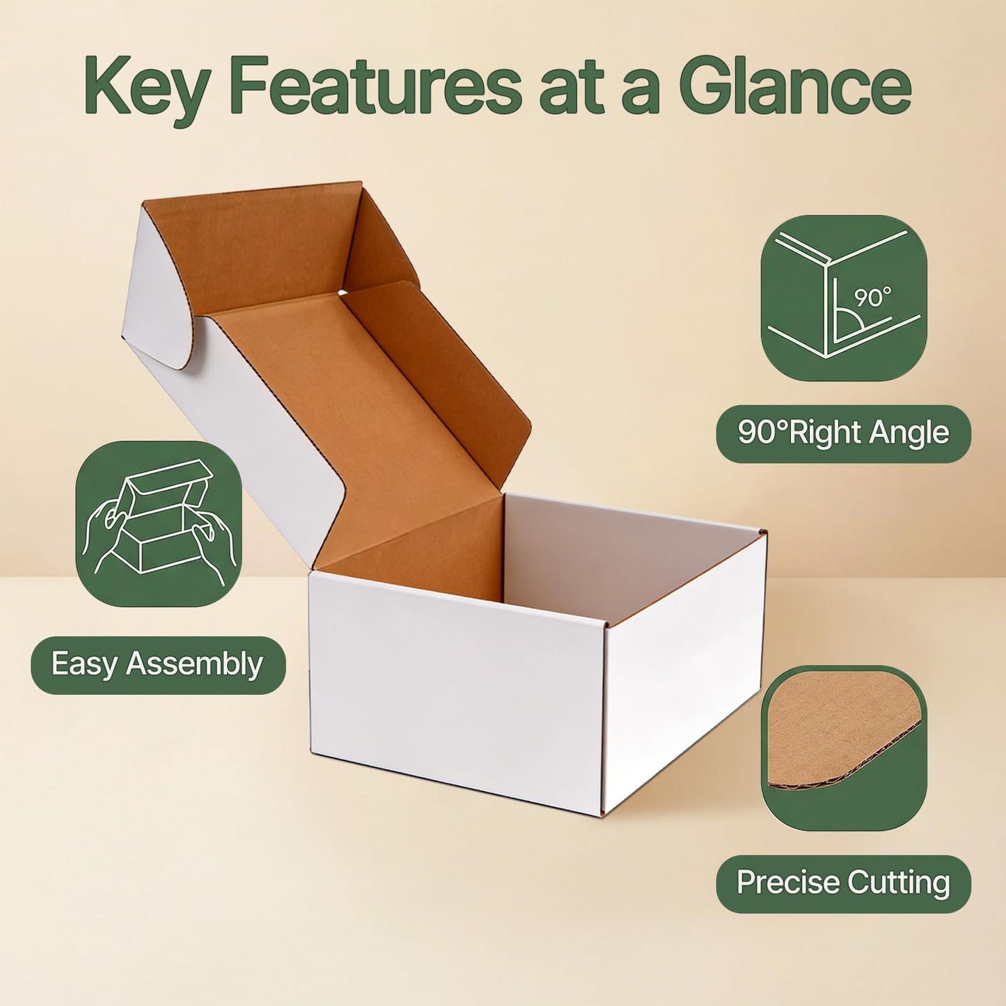 Ovlospa 11x8x4 inch Shipping Boxes 20 Pack, White Mailer Corrugated Cardboard Boxes Commerce Packaging Boxes for Storage Book Gifts Craft
