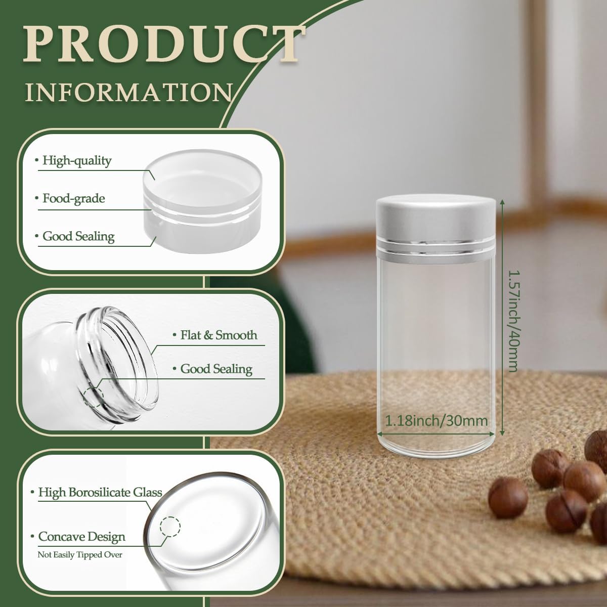 15 pcs 25 ml Glass Storage Jars with Lids,Glass Decorative Bottles(0.84 oz-1.18x2.36 inch)