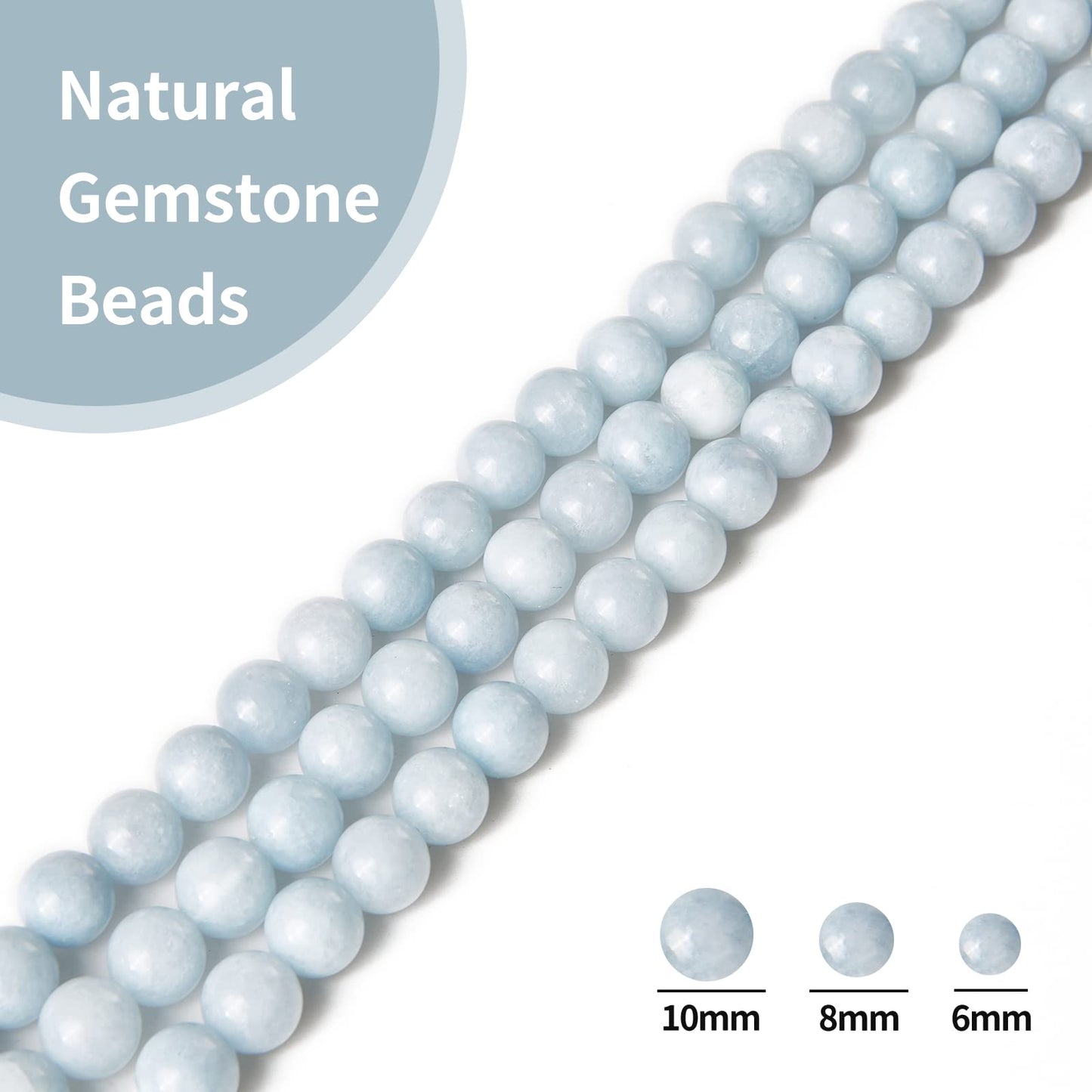 35pcs 10mm Natural Aquamarine Beads Gemstone Beads Round Loose Beads for Jewelry Making
