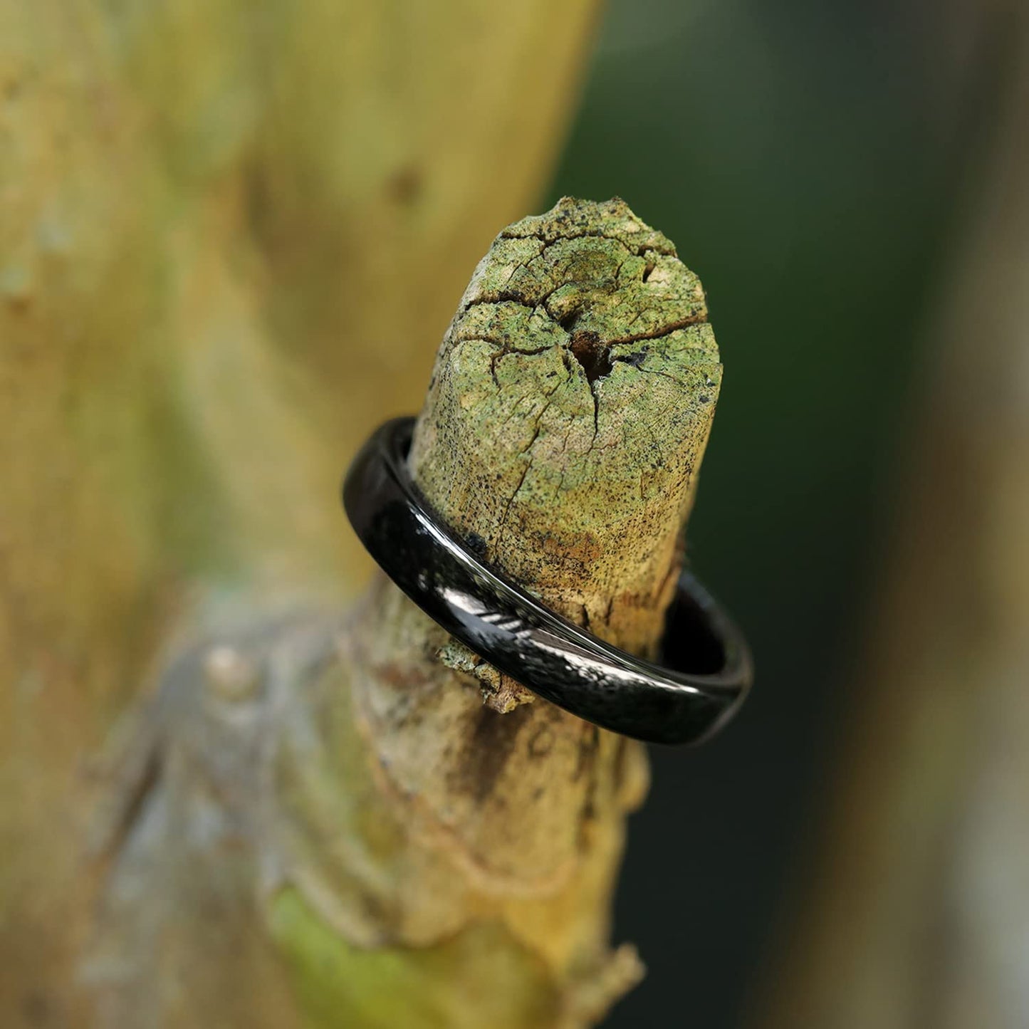 Greenpod 4mm Tungsten Ringss for Women High Polished Plain Dome Black Wedding Band Comfort Fit Size 5.5