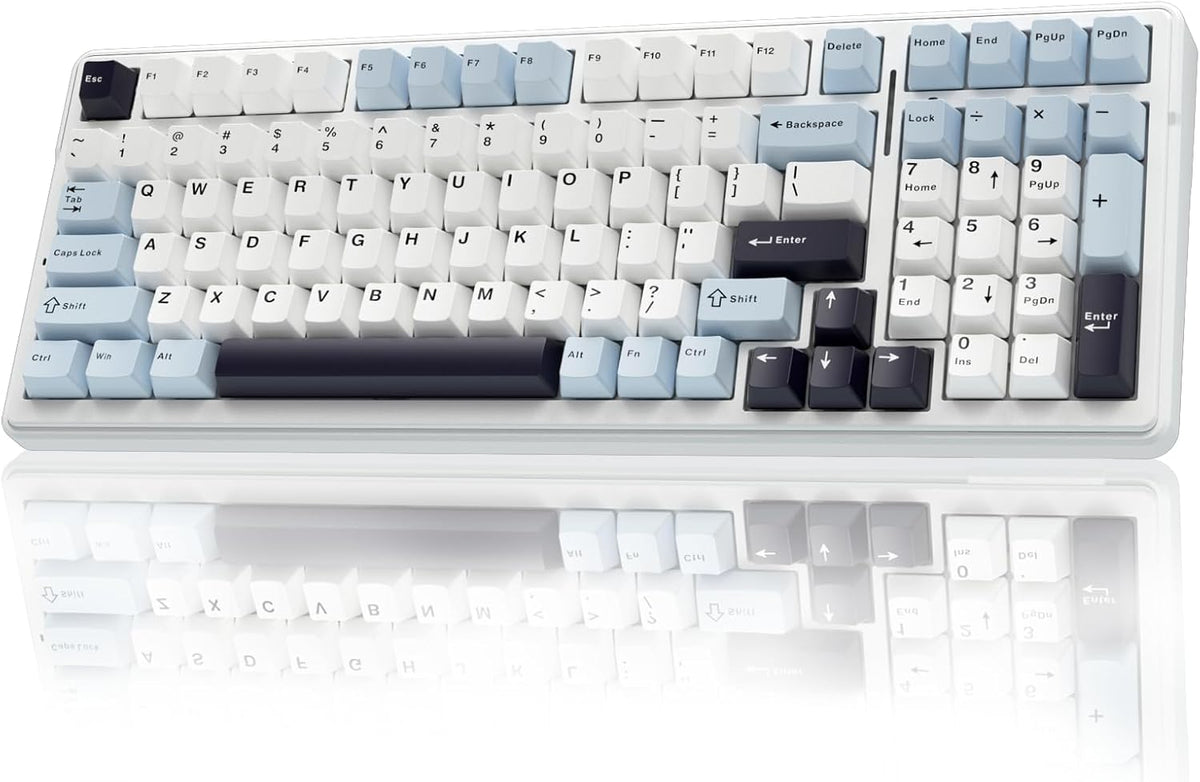 AULA F99 Wireless Mechanical Keyboard, Hot Swappable Custom Keyboard,Pre-lubed Linear Switches,Gasket Structure,RGB Backlit Gaming Keyboard (Blue&White)