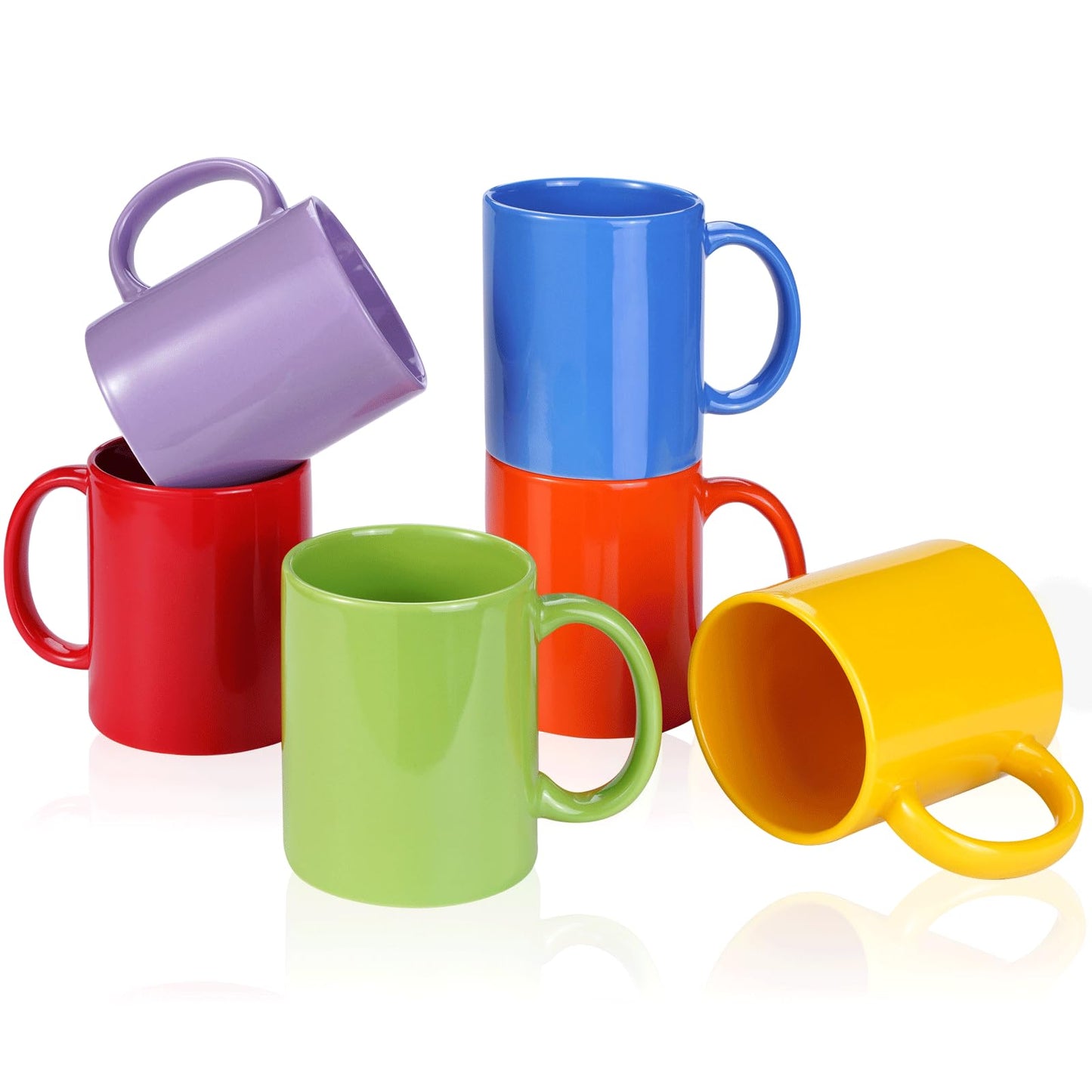 SZNIUSHAO Multi-Coloured Ceramic Mugs Set of 6-11.2 oz / 330ml-Coffee Mugs-Cappuccino-Tea Cups- Hot Chocolate Cups (Warm color, Large)