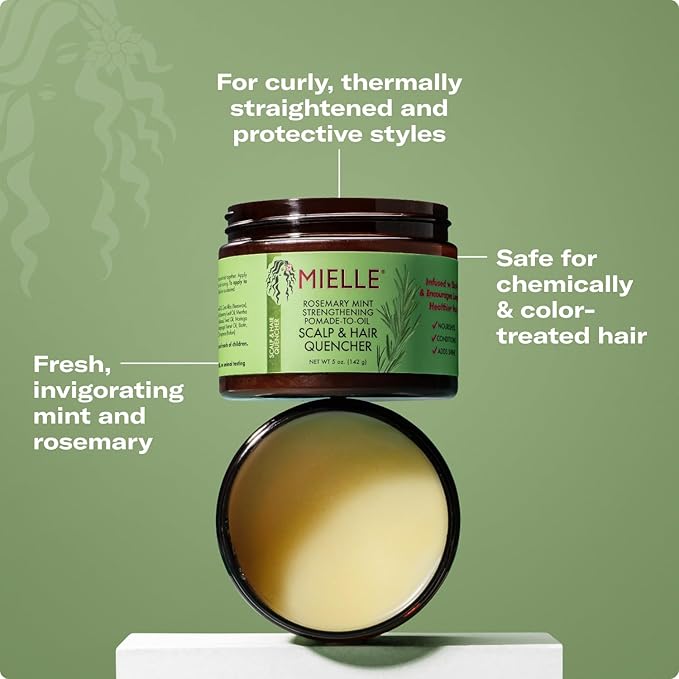 Mielle Organics Rosemary & Mint Hair Pomade for Women & Men - Conditioning Natural Hair Moisturizer to Quench the Scalp, Lock in Wave Patterns, Add Shine & Help Protect Against Dryness (5 oz)